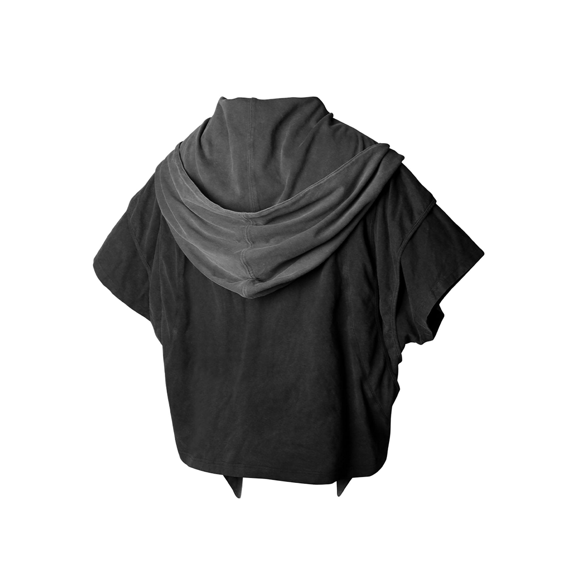 RELABEL Detachable Hood Layered Sleeve T-Shirt-T Shirt-XS-Dark Gray-Free Shipping Leatheretro