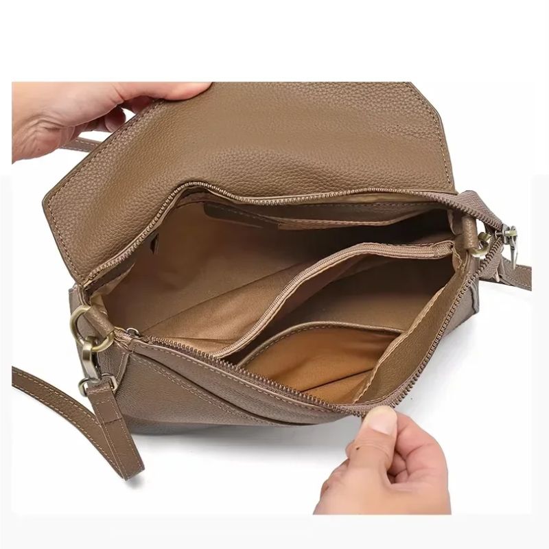 Cowhide Leather Women's Geometric Shoulder Bag - Luxury Crossbody Handbag-Shoulder Bag-Black-Free Shipping Leatheretro