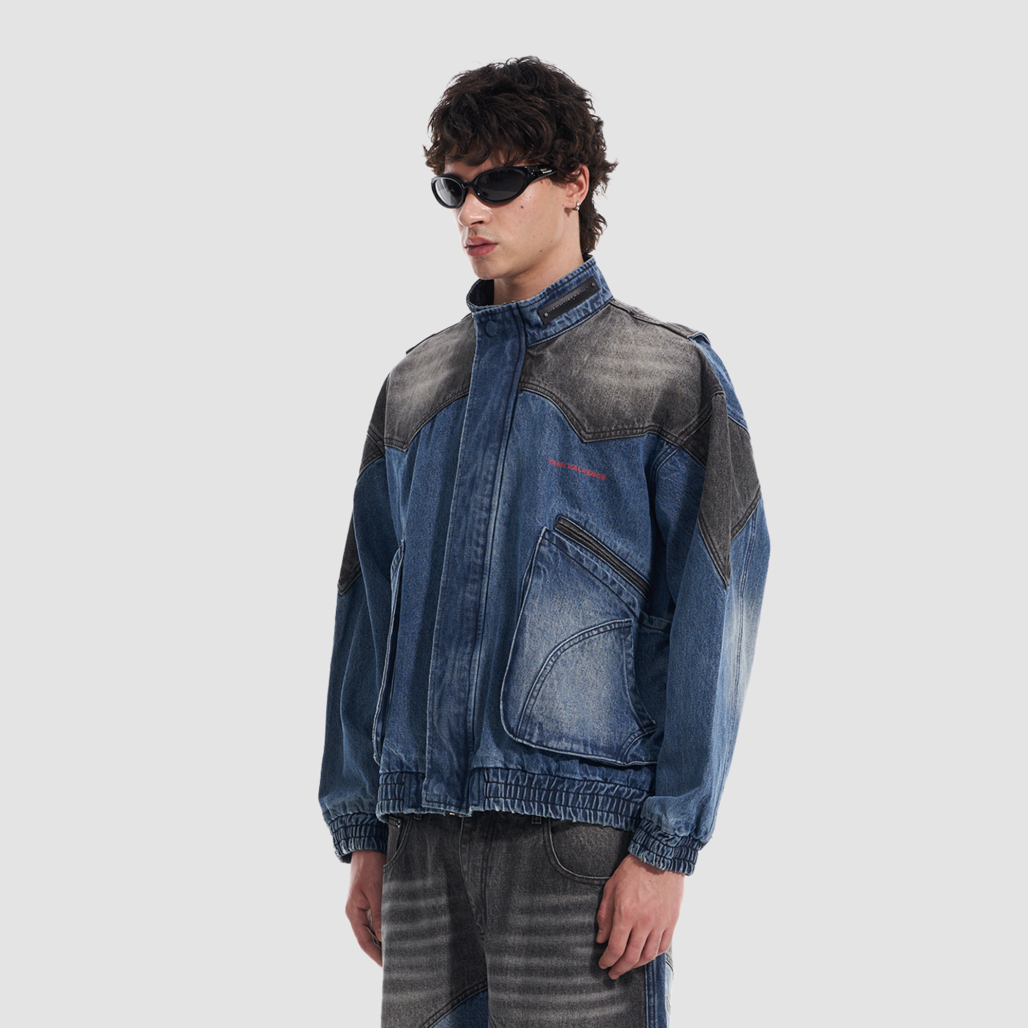 VANN VALRENCE Faded-Wash Paneled Denim Jacket-Jacket-S-Free Shipping Leatheretro