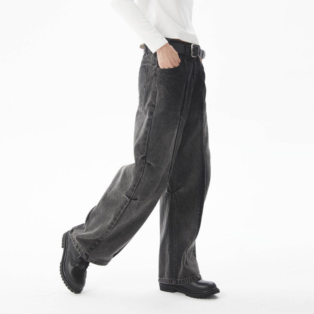 ERROR CODE ROBOT Middle Spliced Faded Jeans-Jeans-S-Free Shipping Leatheretro