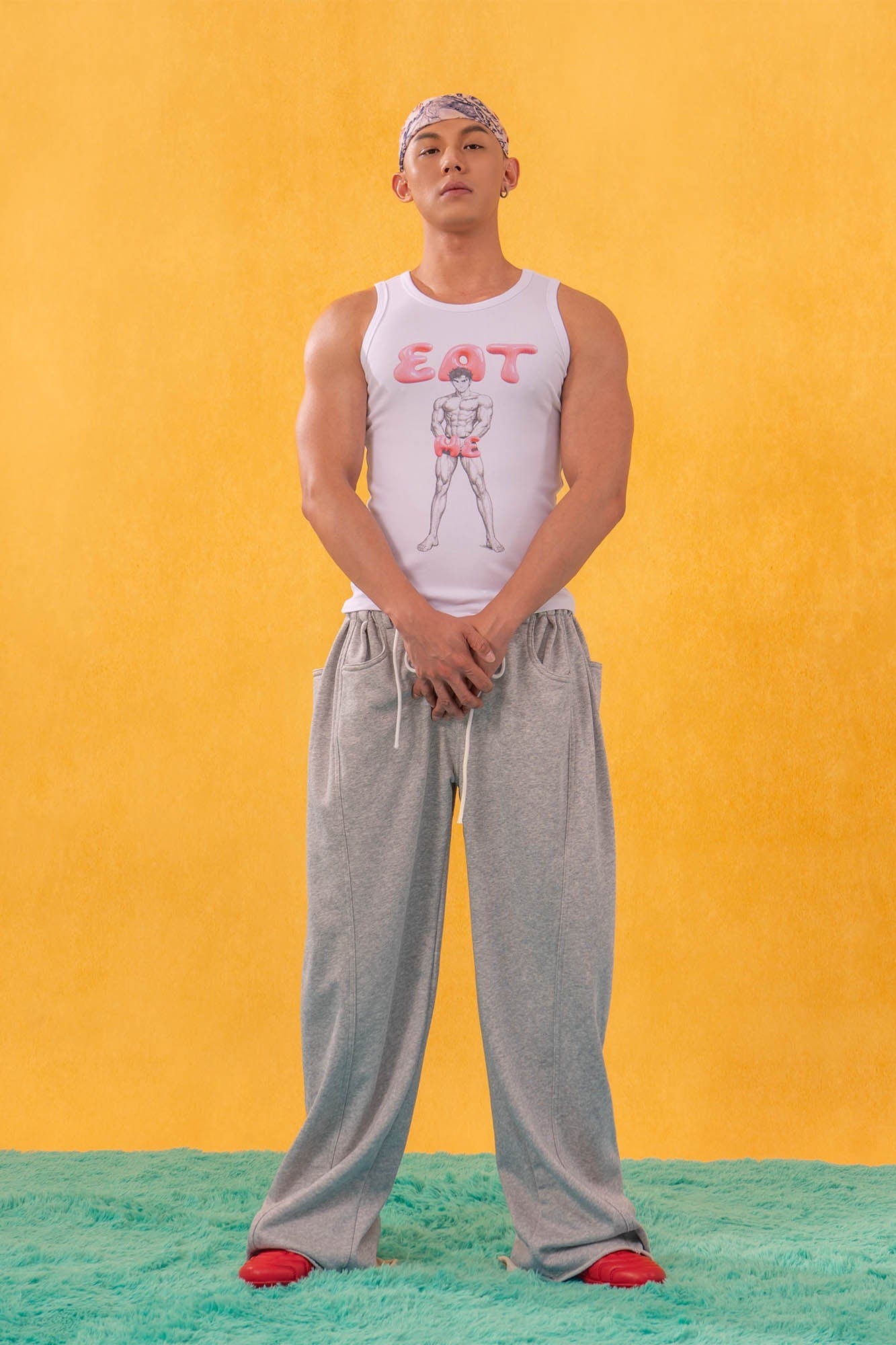 CLP Middle Spliced Ruched-Waist Sweatpants-Pants-S-Free Shipping Leatheretro