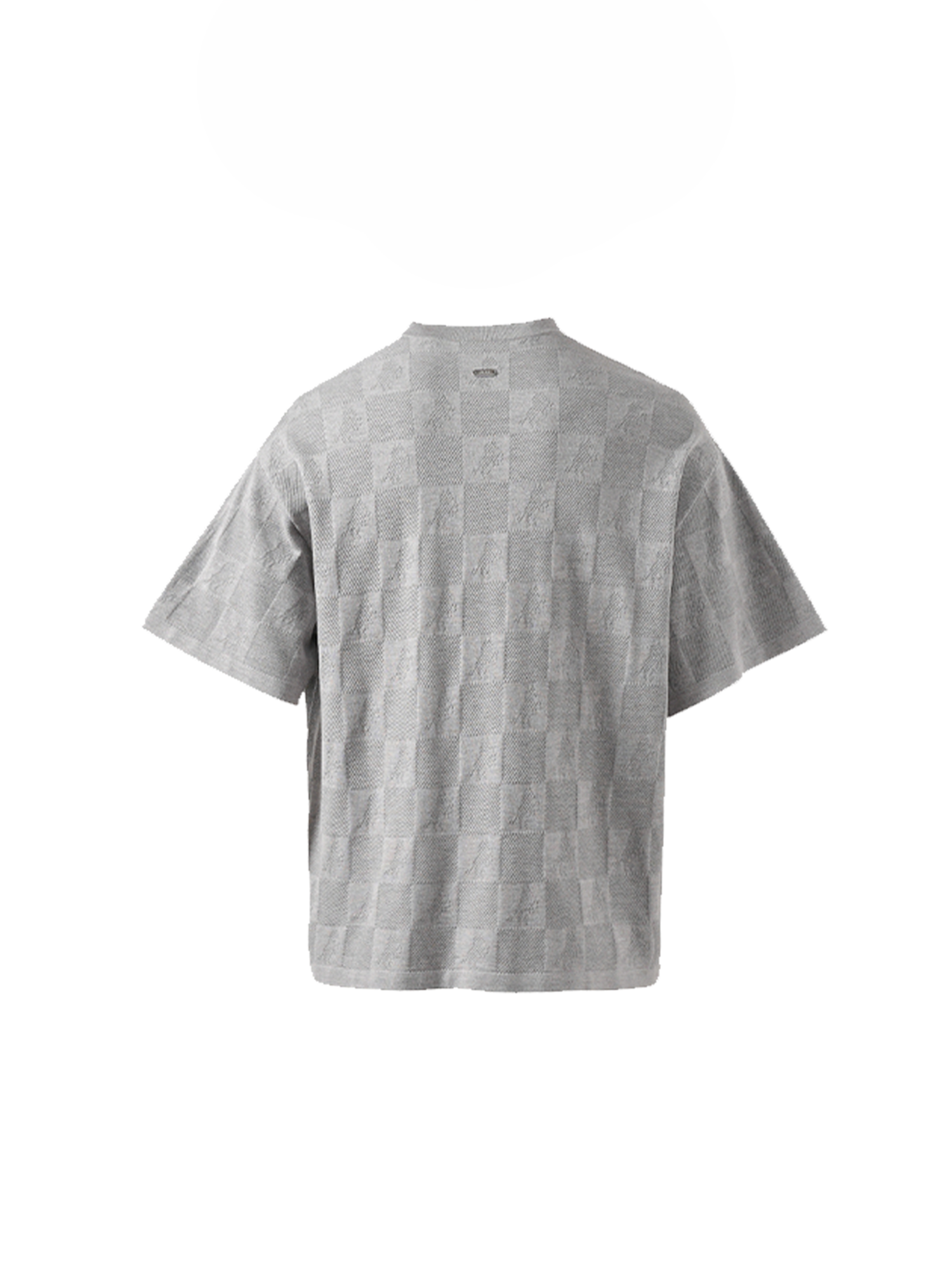 PMW Checkerboard Horse Jacquard Knitted T Shirt-T Shirt-S-Gray-Free Shipping Leatheretro