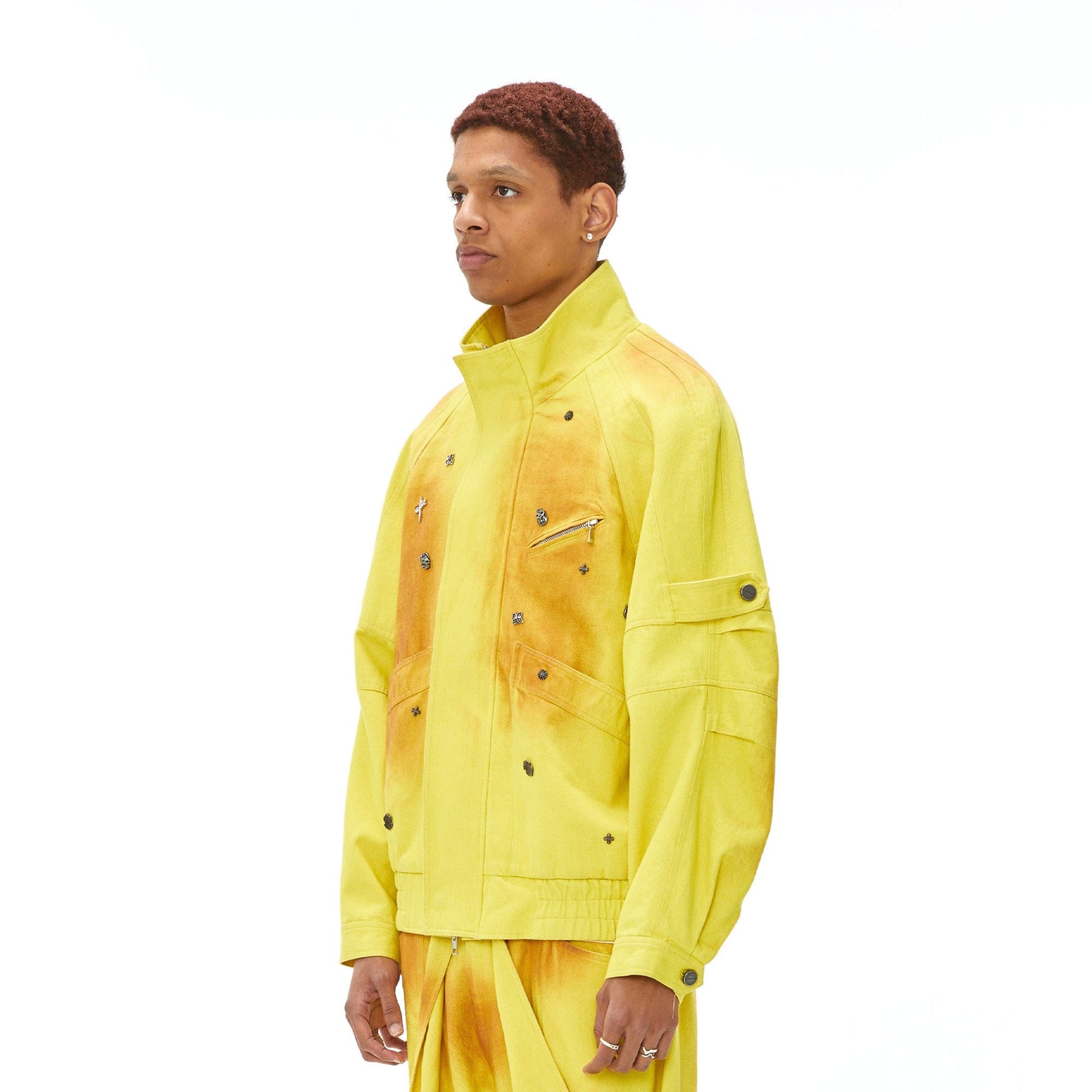 VANN VALRENCE Studded Gradient Stand Collar Oversized Jacket-Jacket-S-Free Shipping Leatheretro