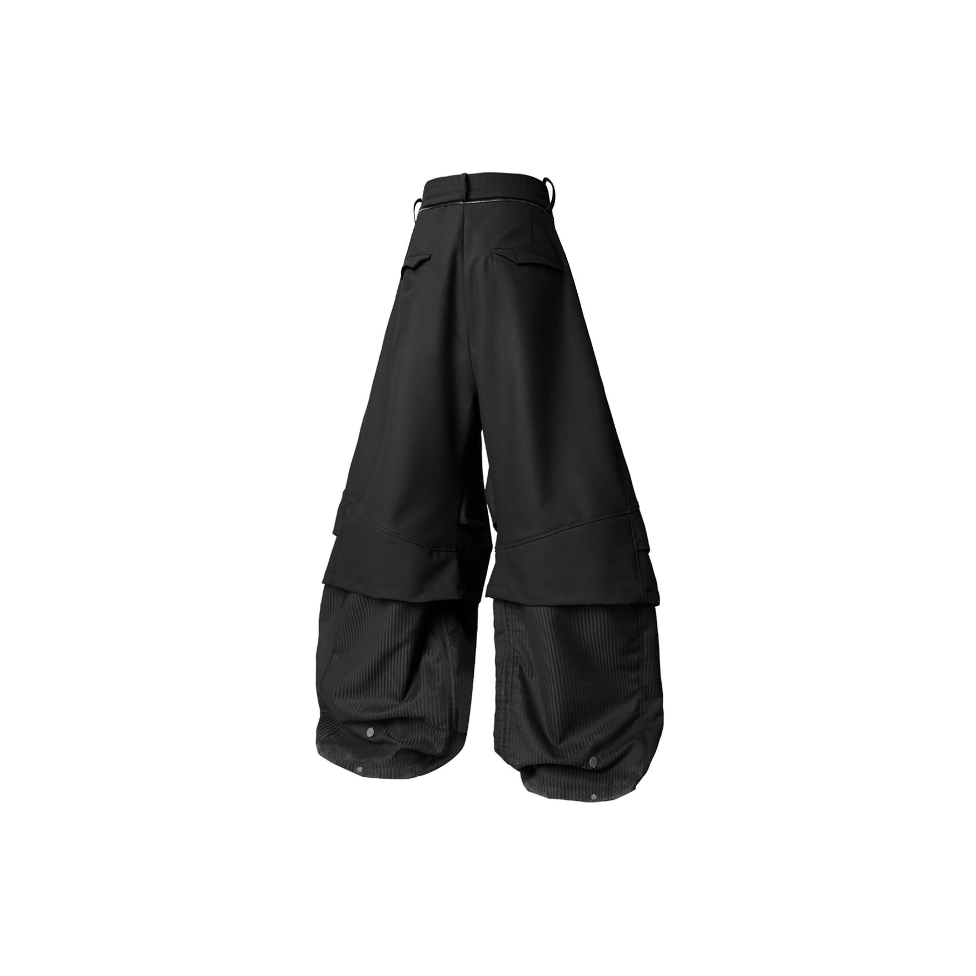 RELABEL Faux Layered Oversized Pants Black-Pants-XS (Preorder)-Free Shipping Leatheretro