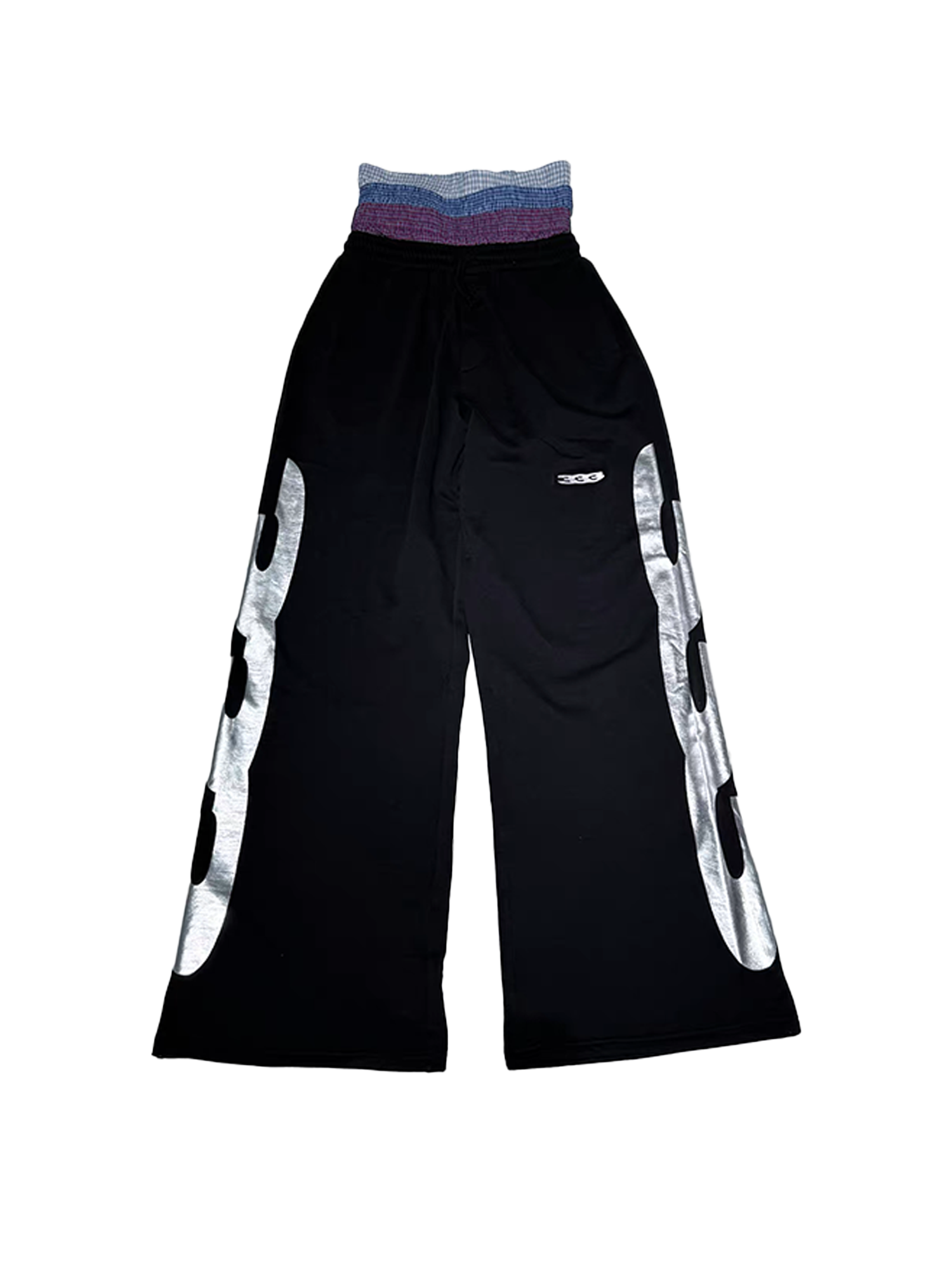 PCCVISION Layered Waist Foil Graphic Baggy Sweatpants-Pants-S (Preorder)-Free Shipping Leatheretro