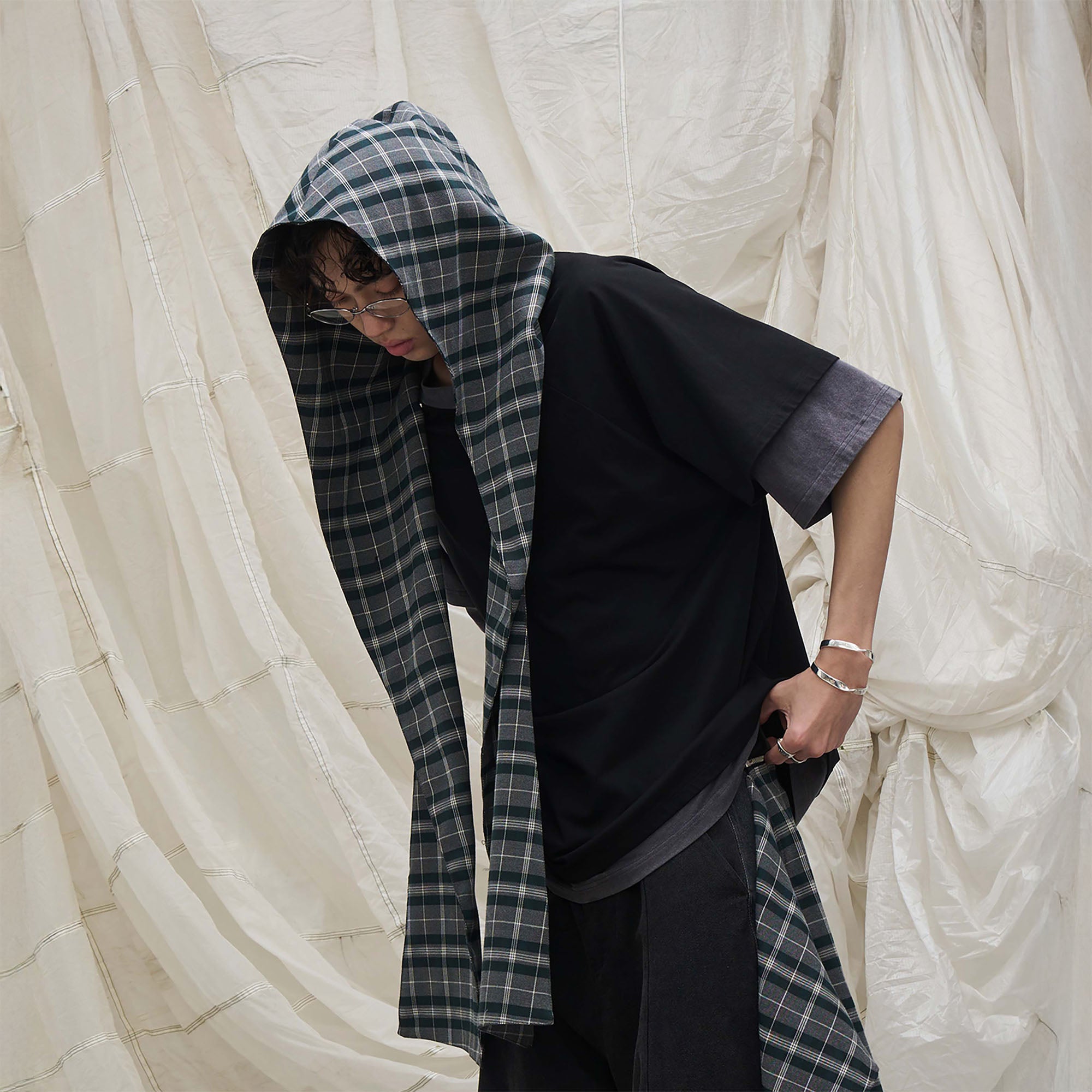 RELABEL Detachable Hood Scarf-Hat, Cap, Beanie-Gray-Free Shipping Leatheretro