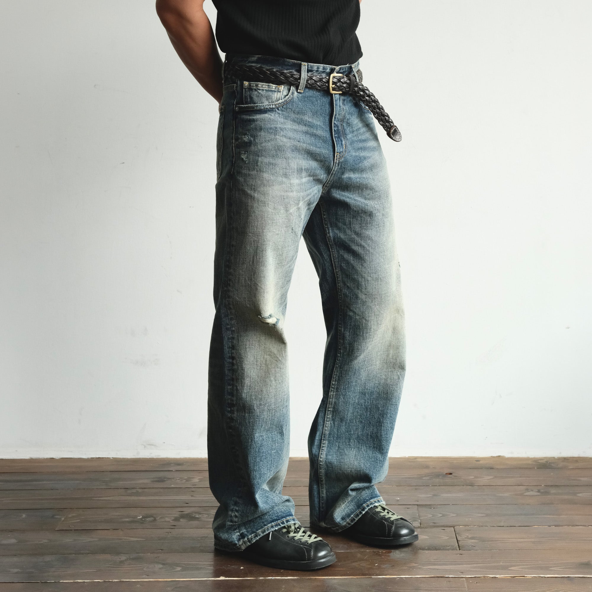 NEIGBORL Washed Distressed Flared Jeans-Jeans-S-Free Shipping Leatheretro