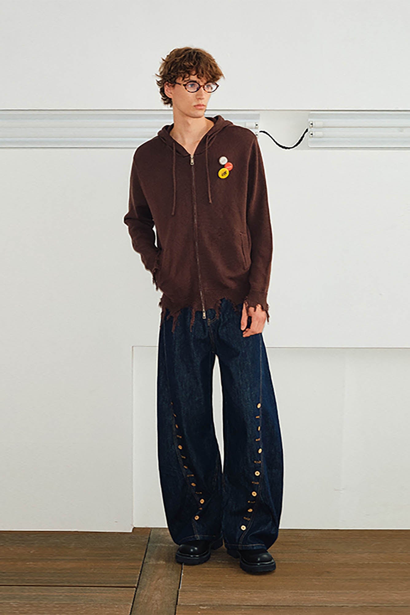 KREATE Button-Trim Flared Jeans-Jeans-S - 30"-Free Shipping Leatheretro