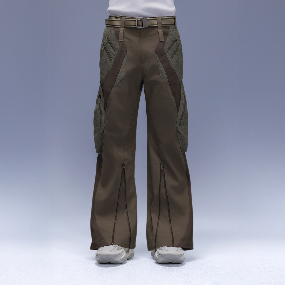 XIPHEVIL Paneled Multi-Pocket Zip Cargo Pants Coffee-Pants-XS-Free Shipping Leatheretro