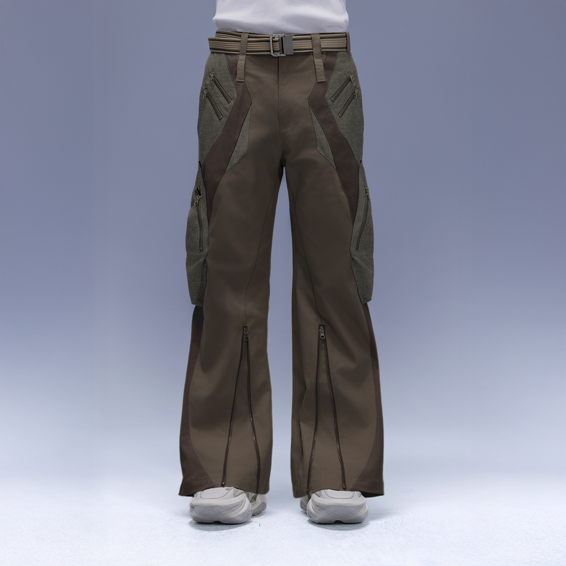 XIPHEVIL Paneled Multi-Pocket Zip Cargo Pants Coffee-Pants-XS-Free Shipping Leatheretro