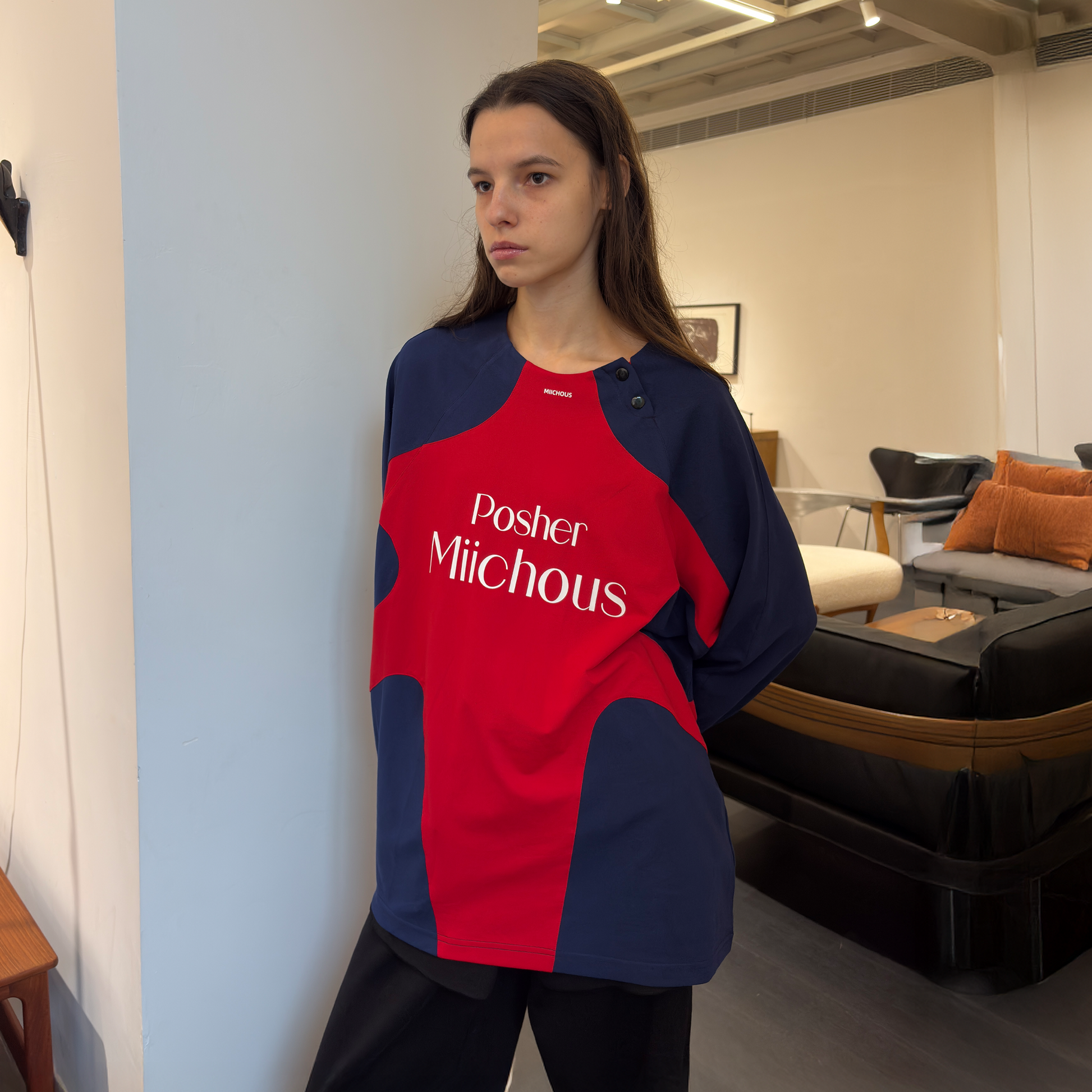 MIICHOUS Contrast Raglan Graphic Long-Sleeve Tee-L/S Tee-S-Red-Free Shipping Leatheretro