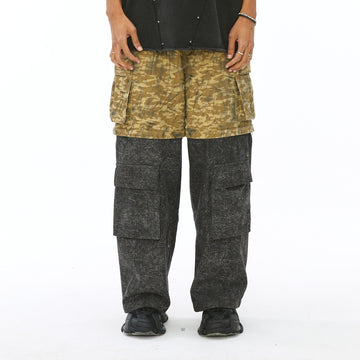 VANN VALRENCE Detachable Two-Tone Paneled Cargo Jeans-Jeans-S-Free Shipping Leatheretro
