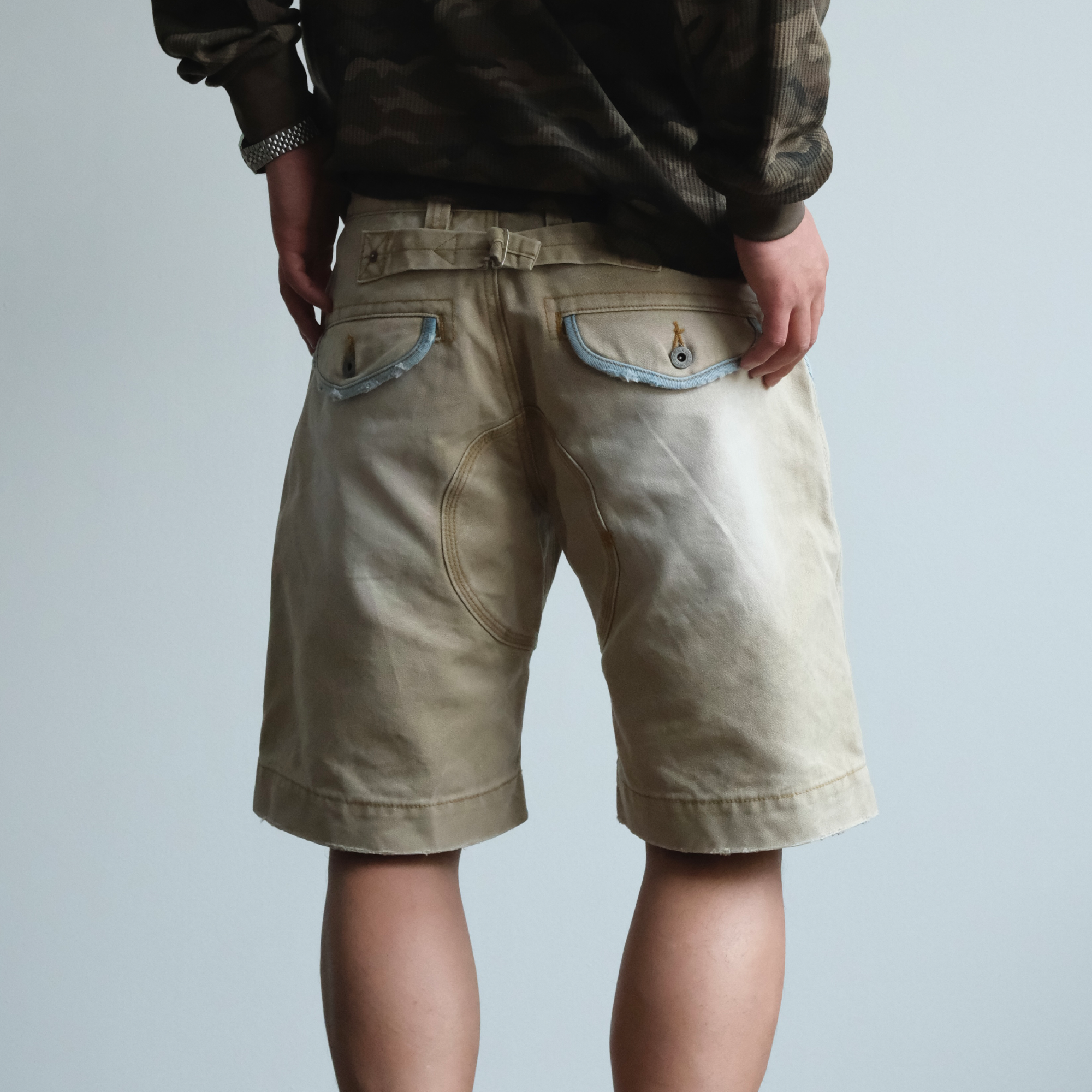 NEIGBORL Retro Washed Spliced Shorts-Shorts-S-Free Shipping Leatheretro