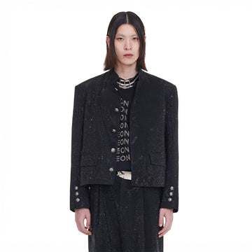 FACEONLAB Diamond LOGO Back Mandarin Collar Jacket-Jacket-M (Preorder)-Free Shipping Leatheretro