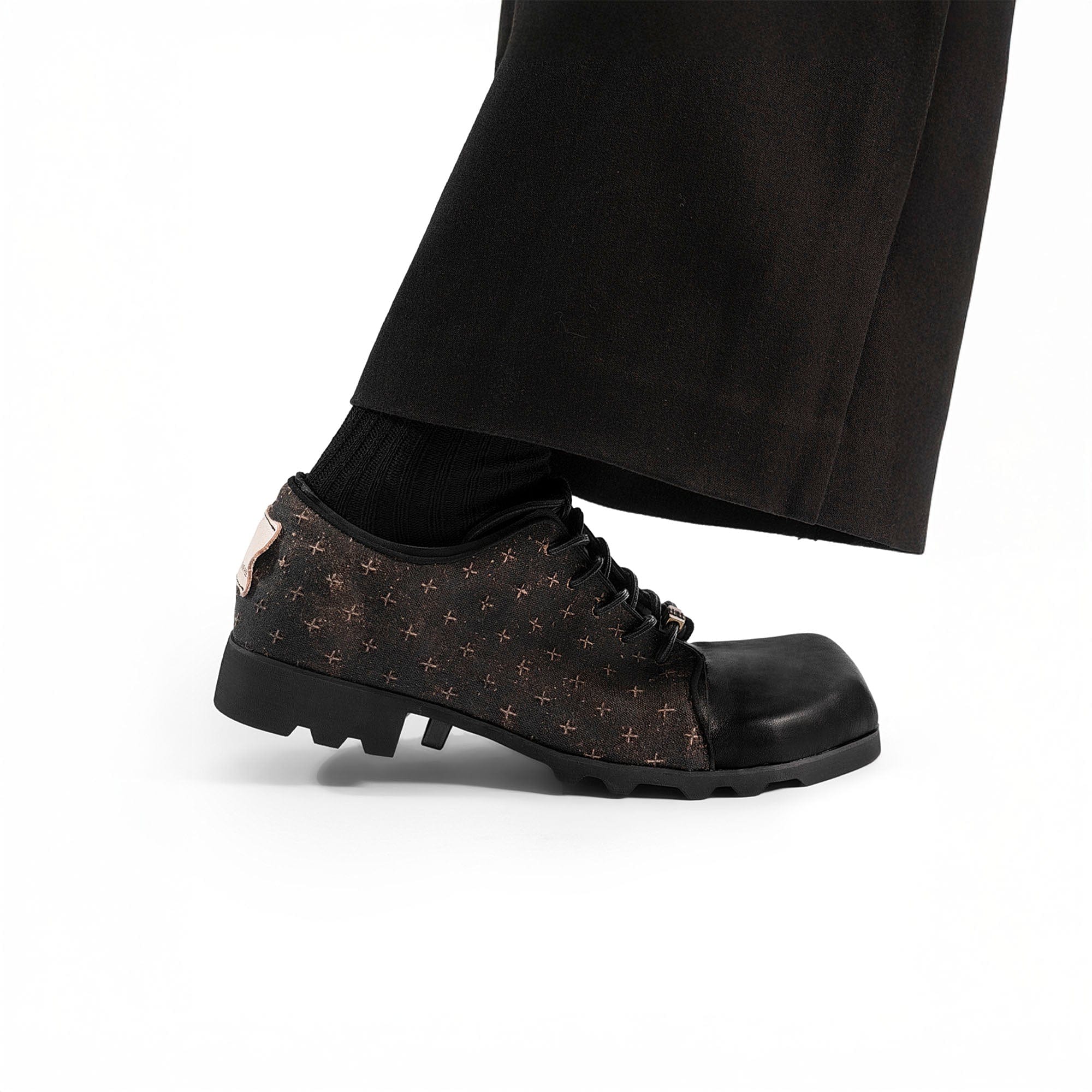 REWRITE Silk Panel Square-Toe Derby Shoes-Shoes-38.5-Free Shipping Leatheretro
