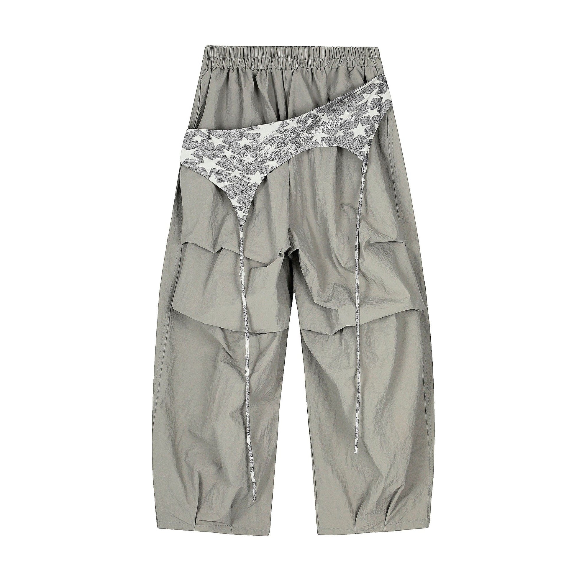 CLP Layered Crinkled Waist-Panel Parachute Pants-Pants-S-Gray-Free Shipping Leatheretro
