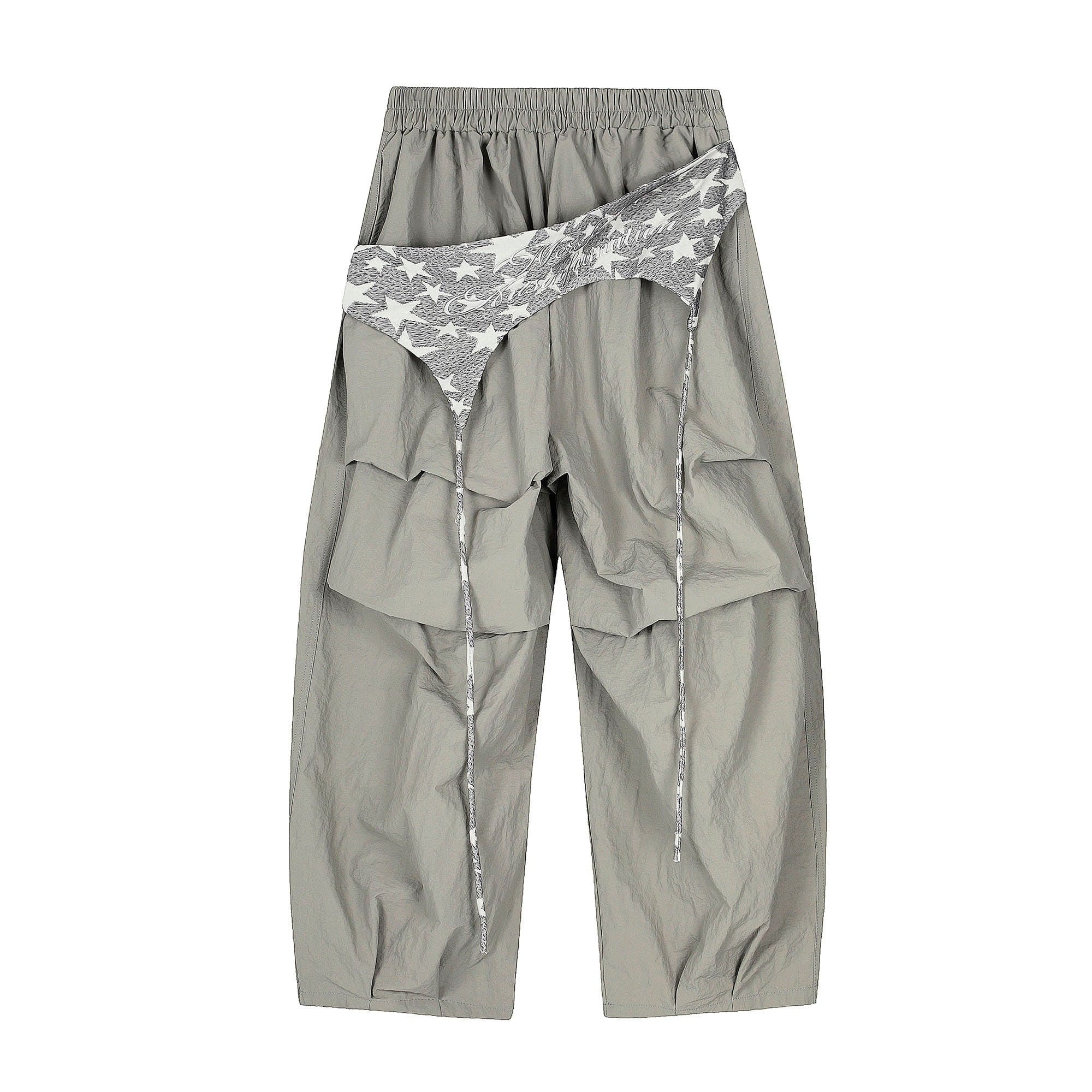 CLP Layered Crinkled Waist-Panel Parachute Pants-Pants-S-Gray-Free Shipping Leatheretro