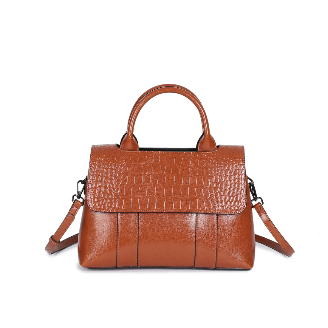 Women's Crossbody Shoulder Bag - Crocodile Pattern Sandwich Zipper Bag-Shoulder Bag-Black-Free Shipping Leatheretro