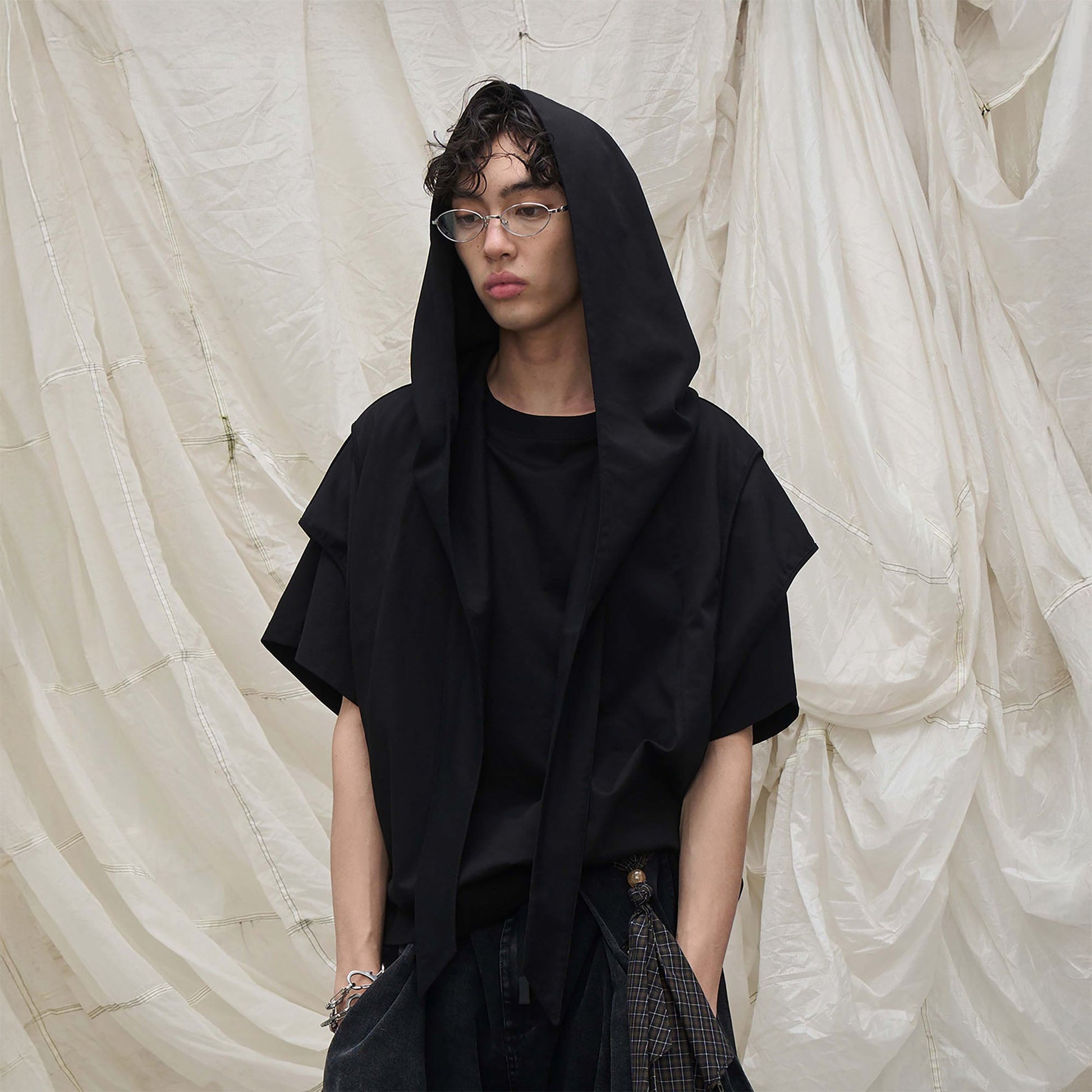 RELABEL Detachable Oversized Hood Scarf-Hat, Cap, Beanie-Black £¨Denim£©-Free Shipping Leatheretro