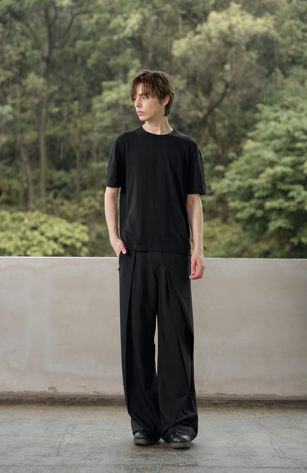 MOITIEDEPETALE Detachable Wrap Panel Slanted Pleat Trousers-Pants-XS (Preorder)-Free Shipping Leatheretro