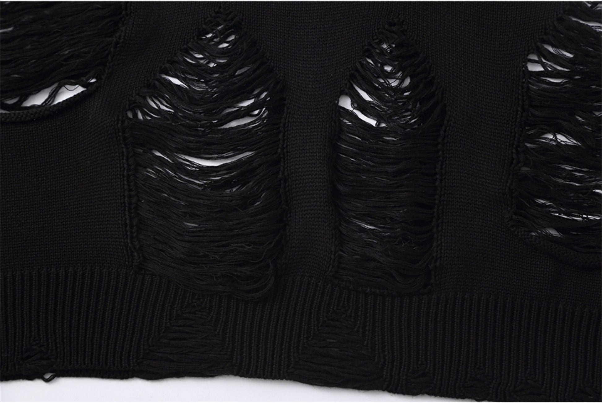 CLP Unisex Distressed Knit Sweater-Black-S-Free Shipping Leatheretro