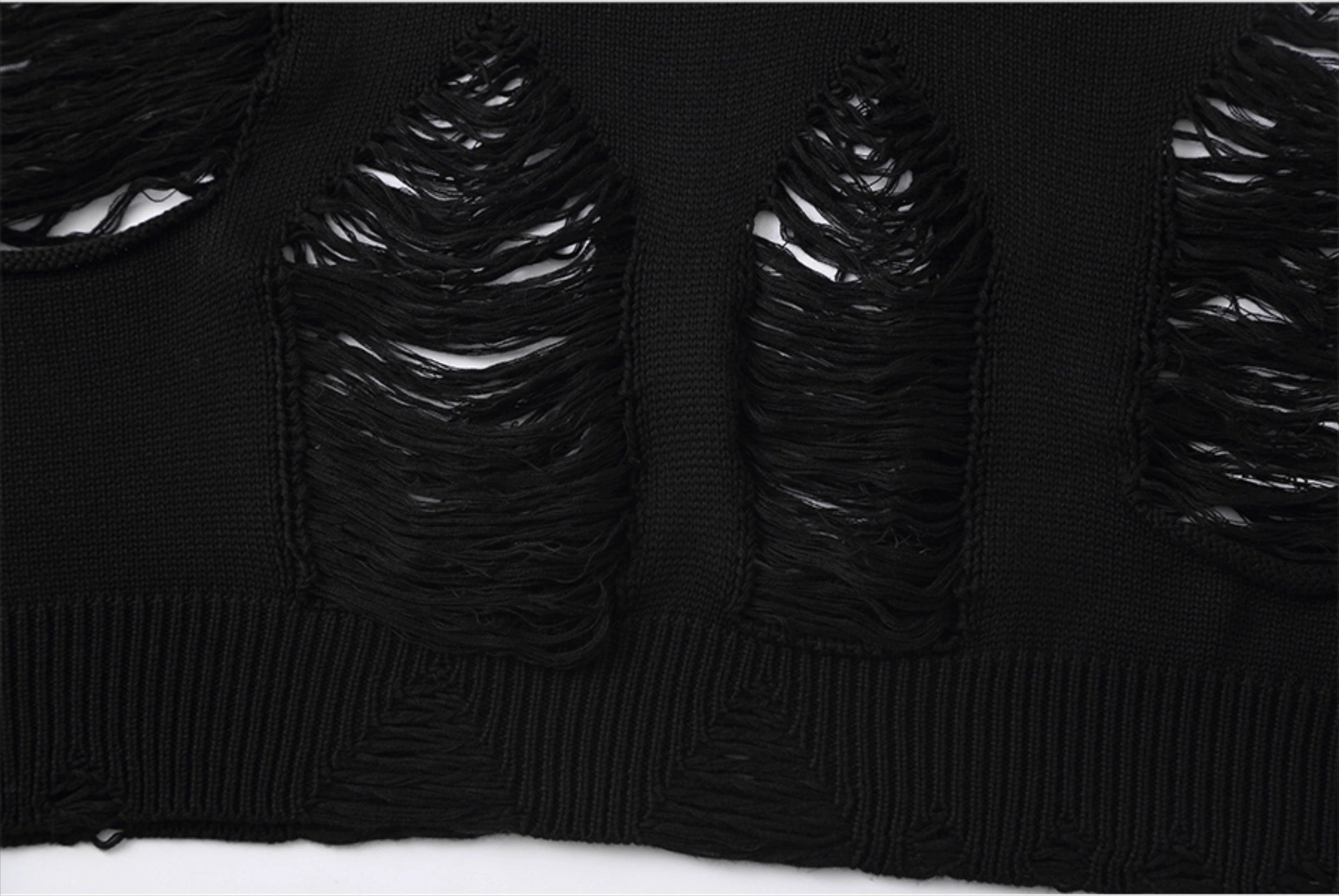 CLP Unisex Distressed Knit Sweater-Black-S-Free Shipping Leatheretro