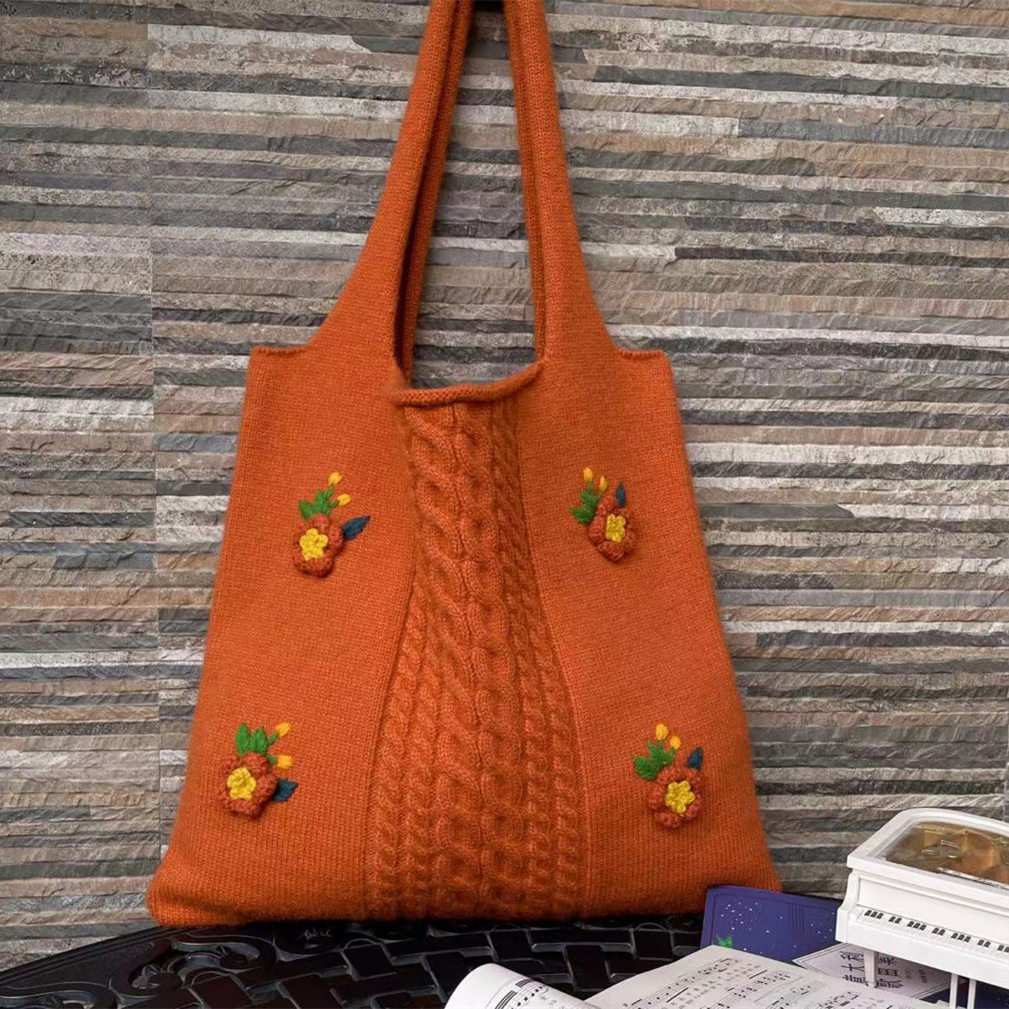 Women Handmade Crochet Knitted Shopping Bags-White-Free Shipping Leatheretro