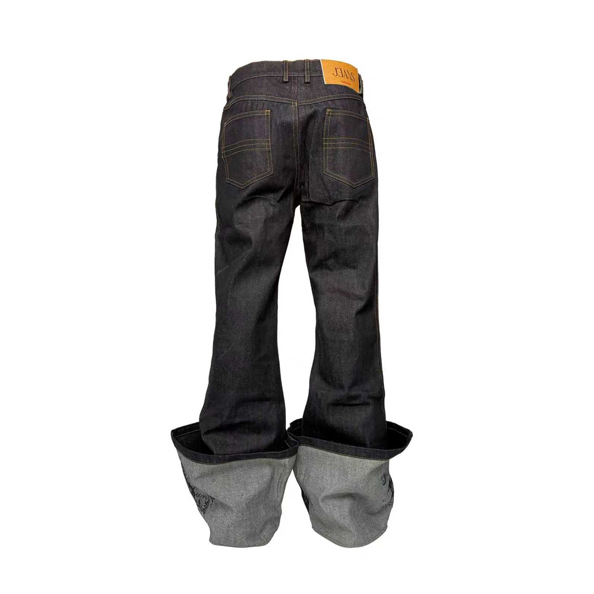 PCCVISION Baroque Embroidered Raw Denim Stacked Jeans-Jeans-XS-Free Shipping Leatheretro