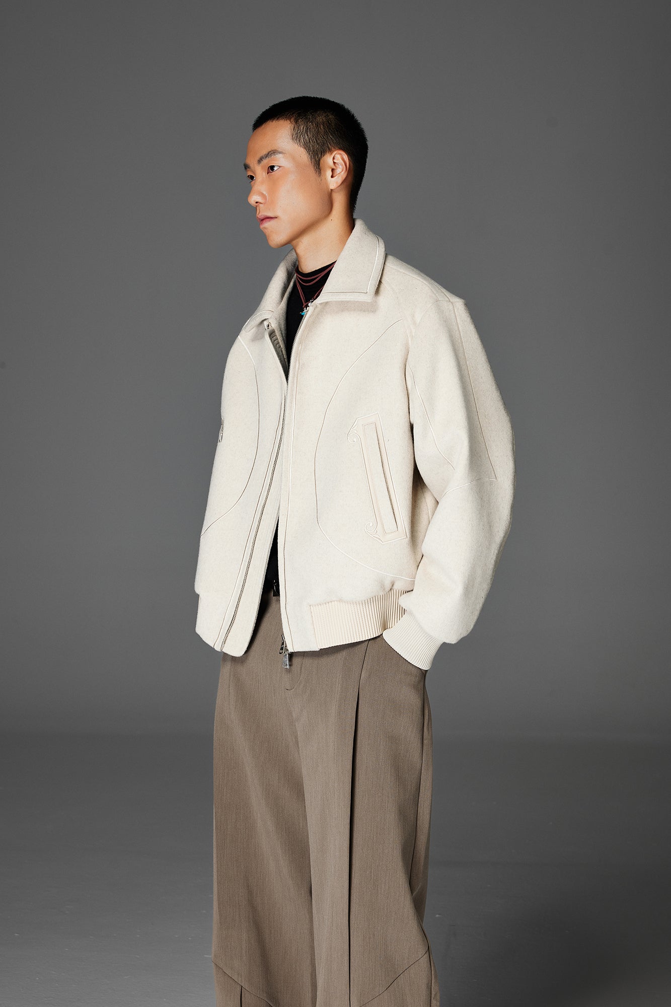 CATSSTAC Topstitch Ornate Pocket Wool-Blend Jacket-Jacket-M (Preorder)-White-Free Shipping Leatheretro