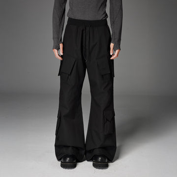 CATSSTAC Multi-Pocket Paneled Drawstring Cargo Pants-Pants-M (Preorder)-Black-Free Shipping Leatheretro