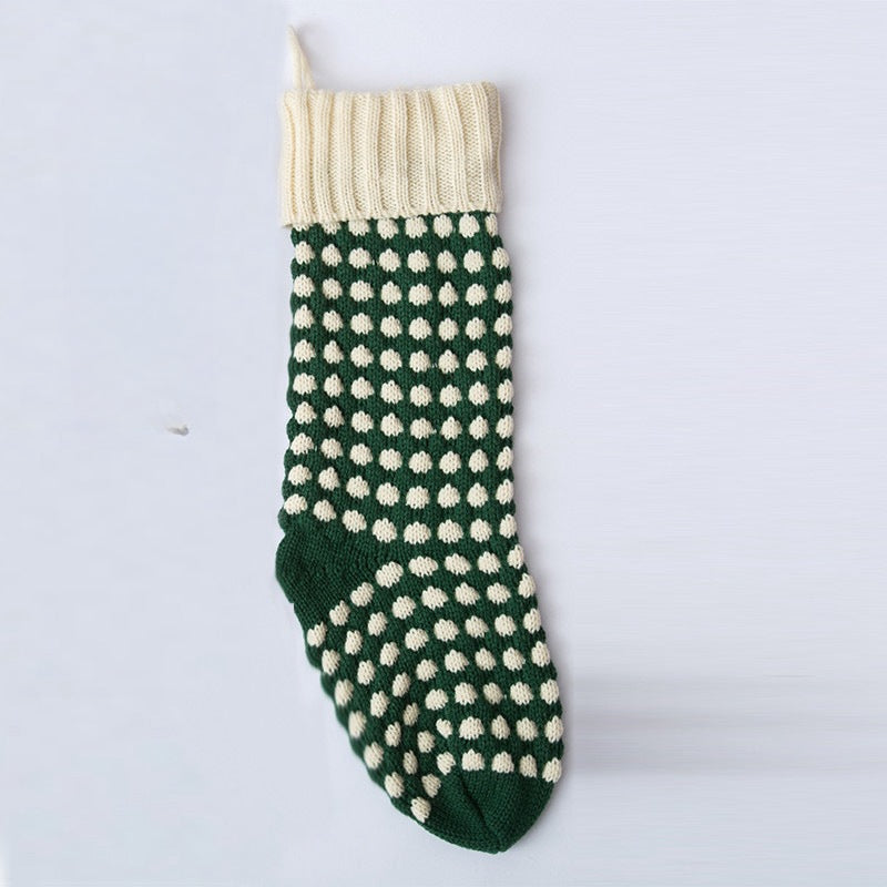 Dot Knitted Chiristmas Socks for Gift Bags 2pcs/One set-2pcs-Green-Free Shipping Leatheretro