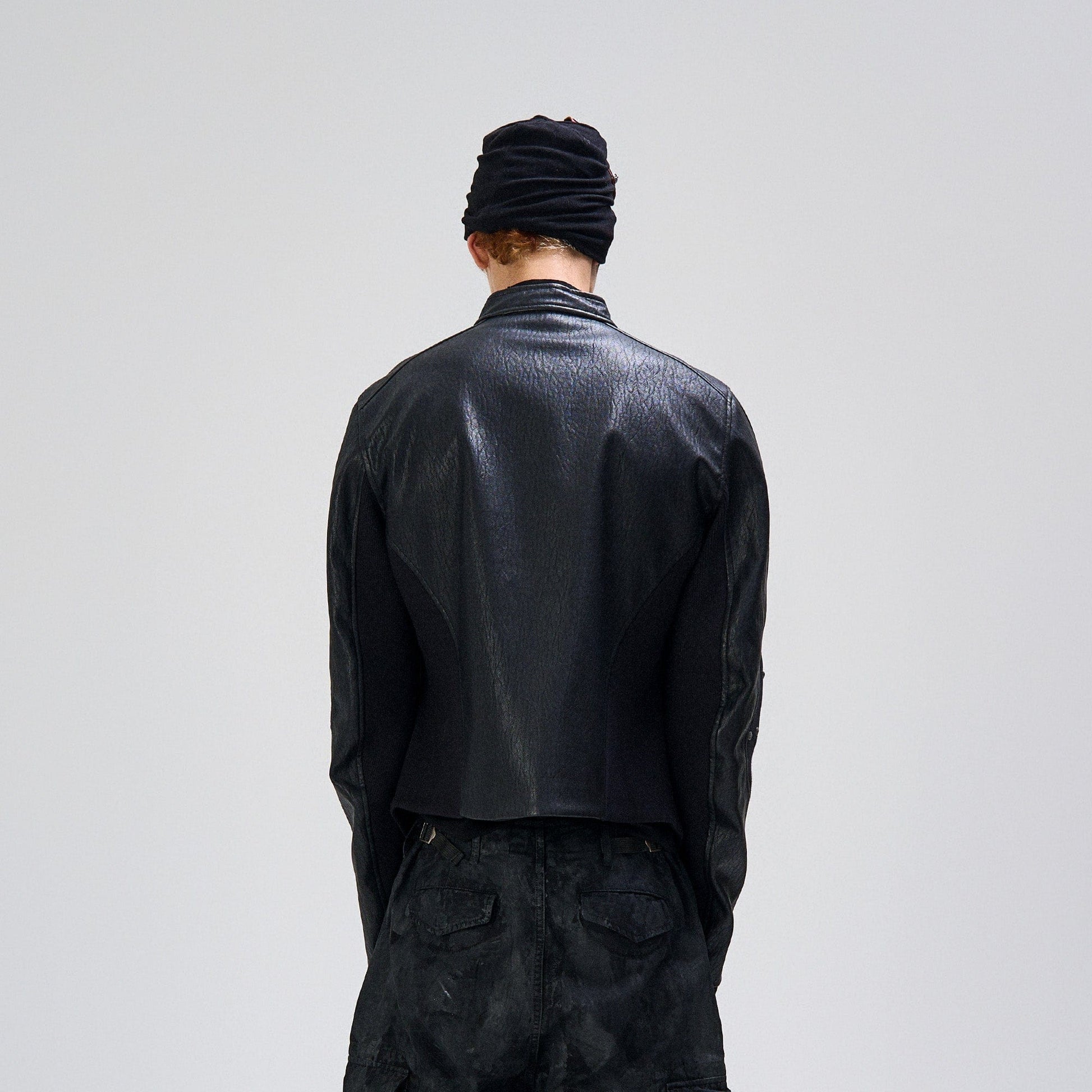 FLYERRER Structured Panel Faux Leather Biker Jacket-Jacket-S (Preorder)-Free Shipping Leatheretro