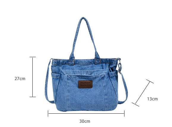 Denim Tote Bag for Women-Canvas Bag-Dark Blue-Free Shipping Leatheretro