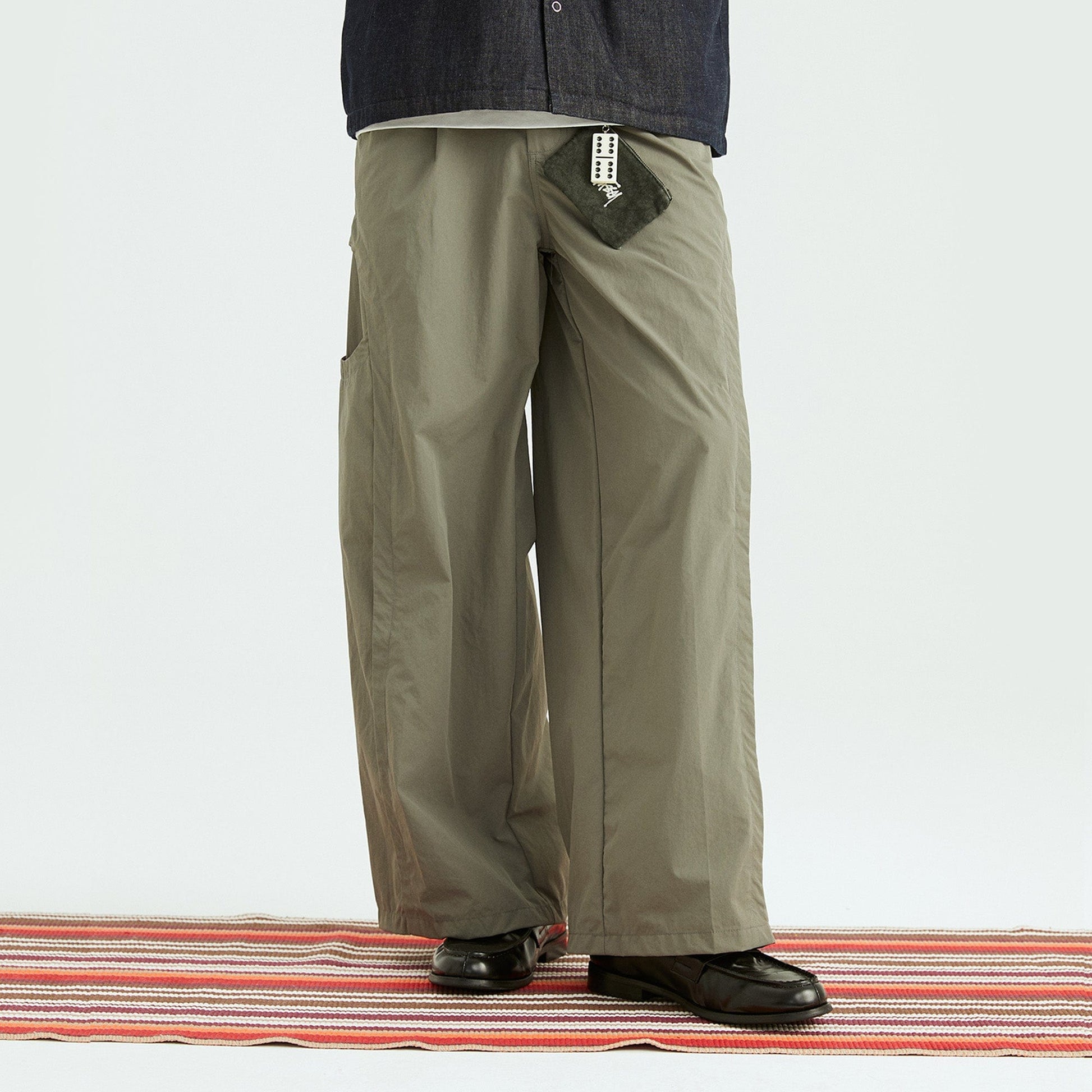 ONADAILYBASIS Curved-Pocket Paneled Utility Pants-Pants-Green-S-Free Shipping Leatheretro