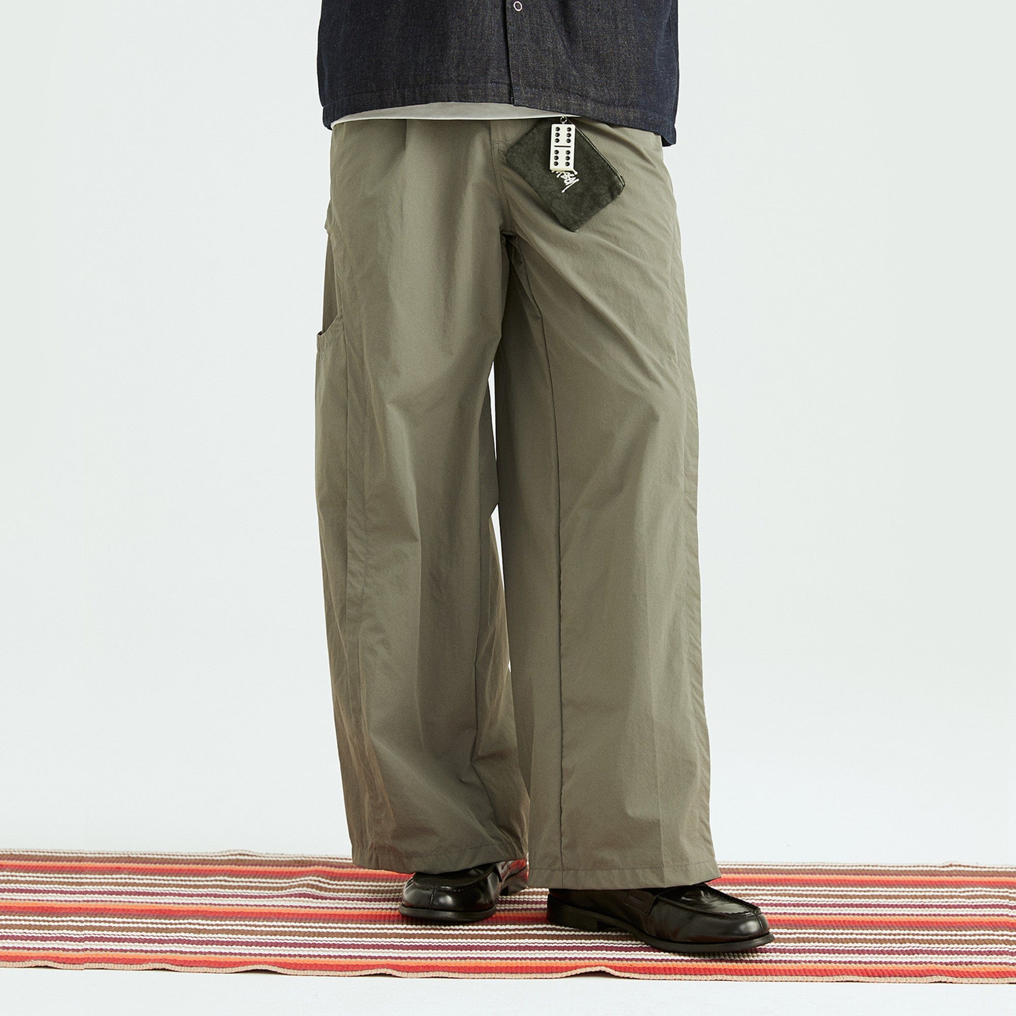 ONADAILYBASIS Curved-Pocket Paneled Utility Pants-Pants-Green-S-Free Shipping Leatheretro