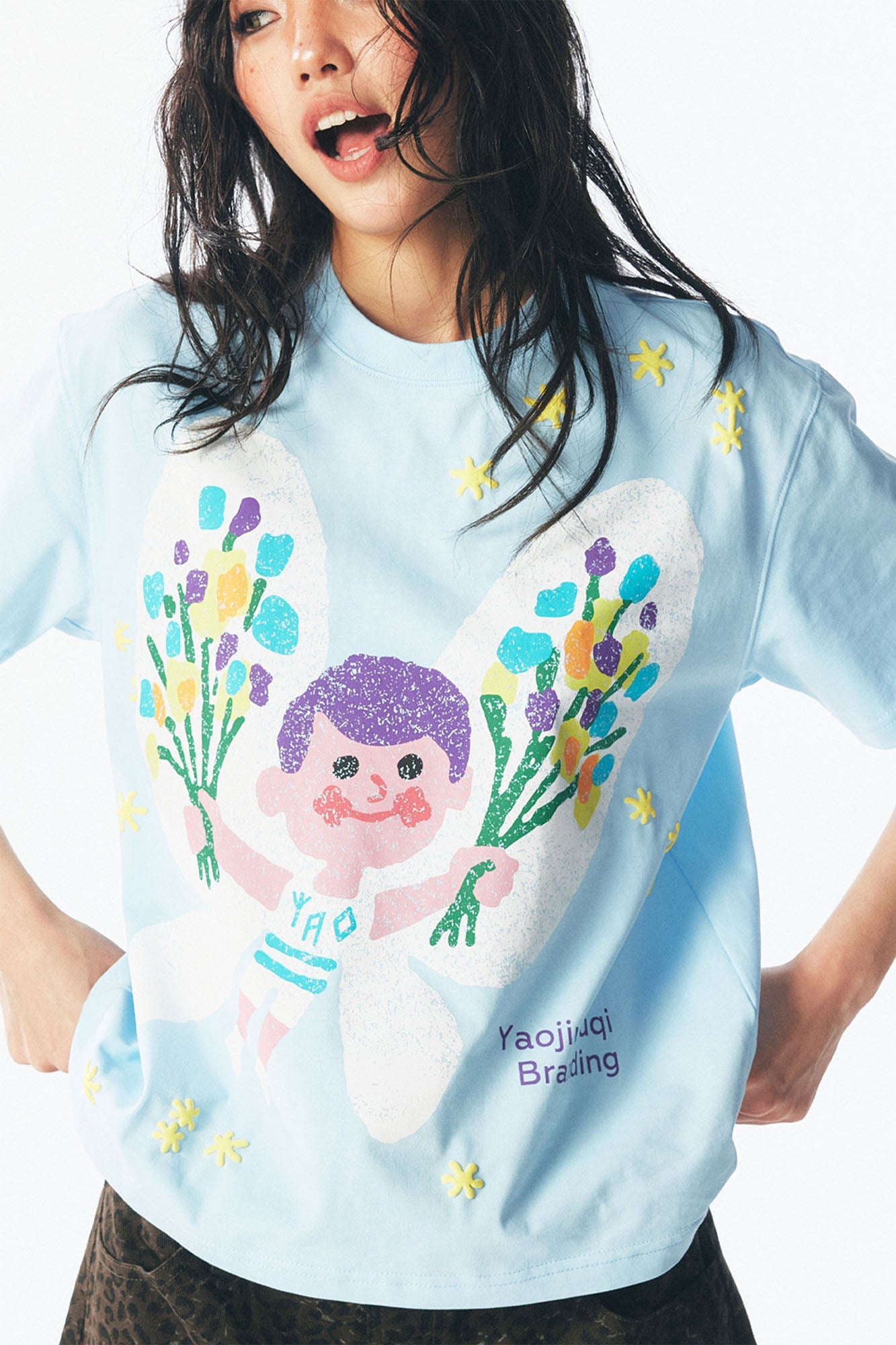 1997 POSTOFFICE Butterfly Boy Tee-T Shirt-S-Blue-Free Shipping Leatheretro
