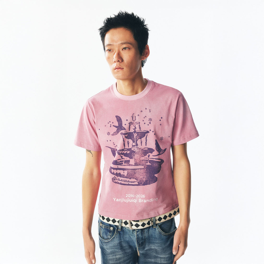 1997 POSTOFFICE Fountain Dove Distressed Tee-T Shirt-S-Free Shipping Leatheretro