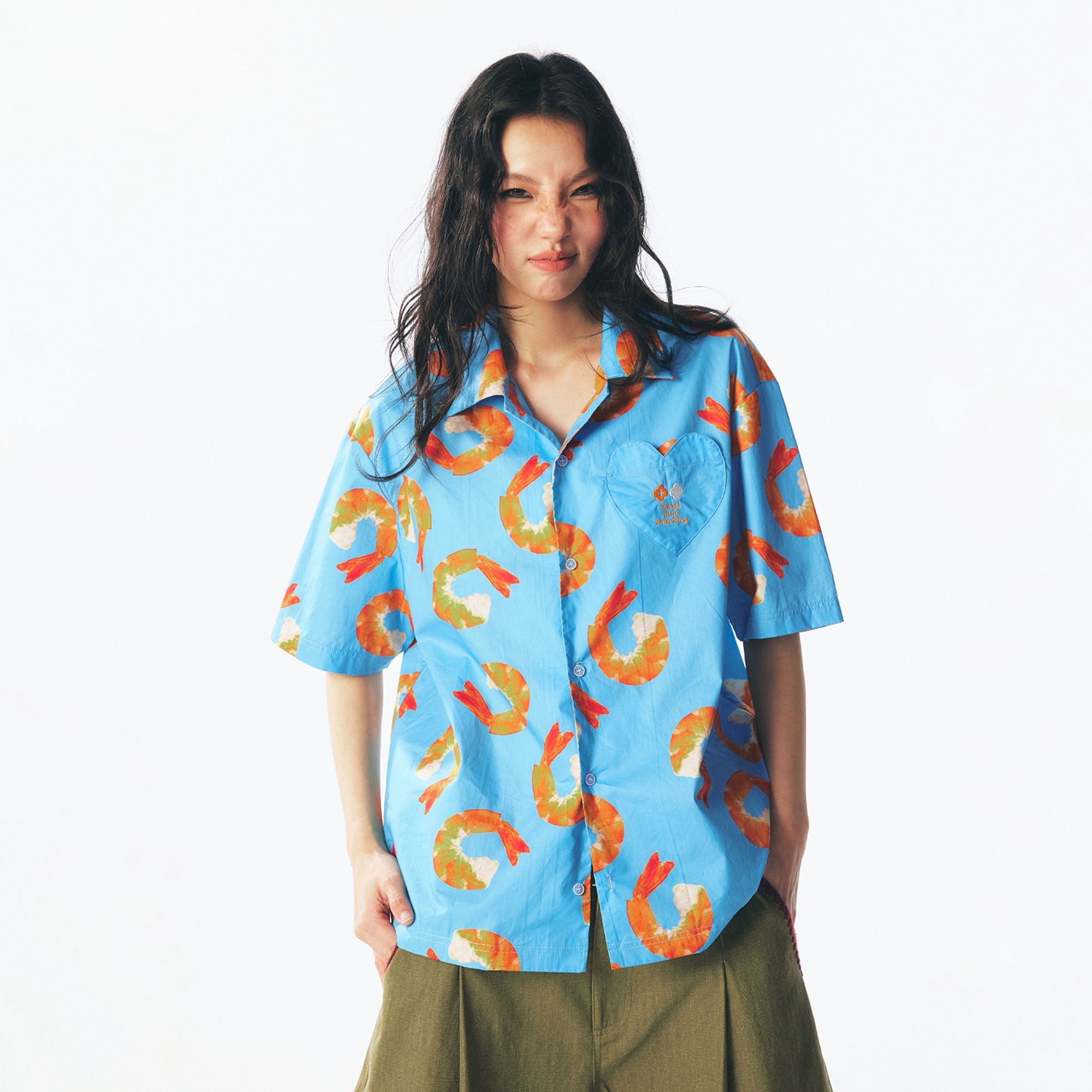 1997 POSTOFFICE Shrimp Full-Print Half Shirt-Half shirt-S-Free Shipping Leatheretro