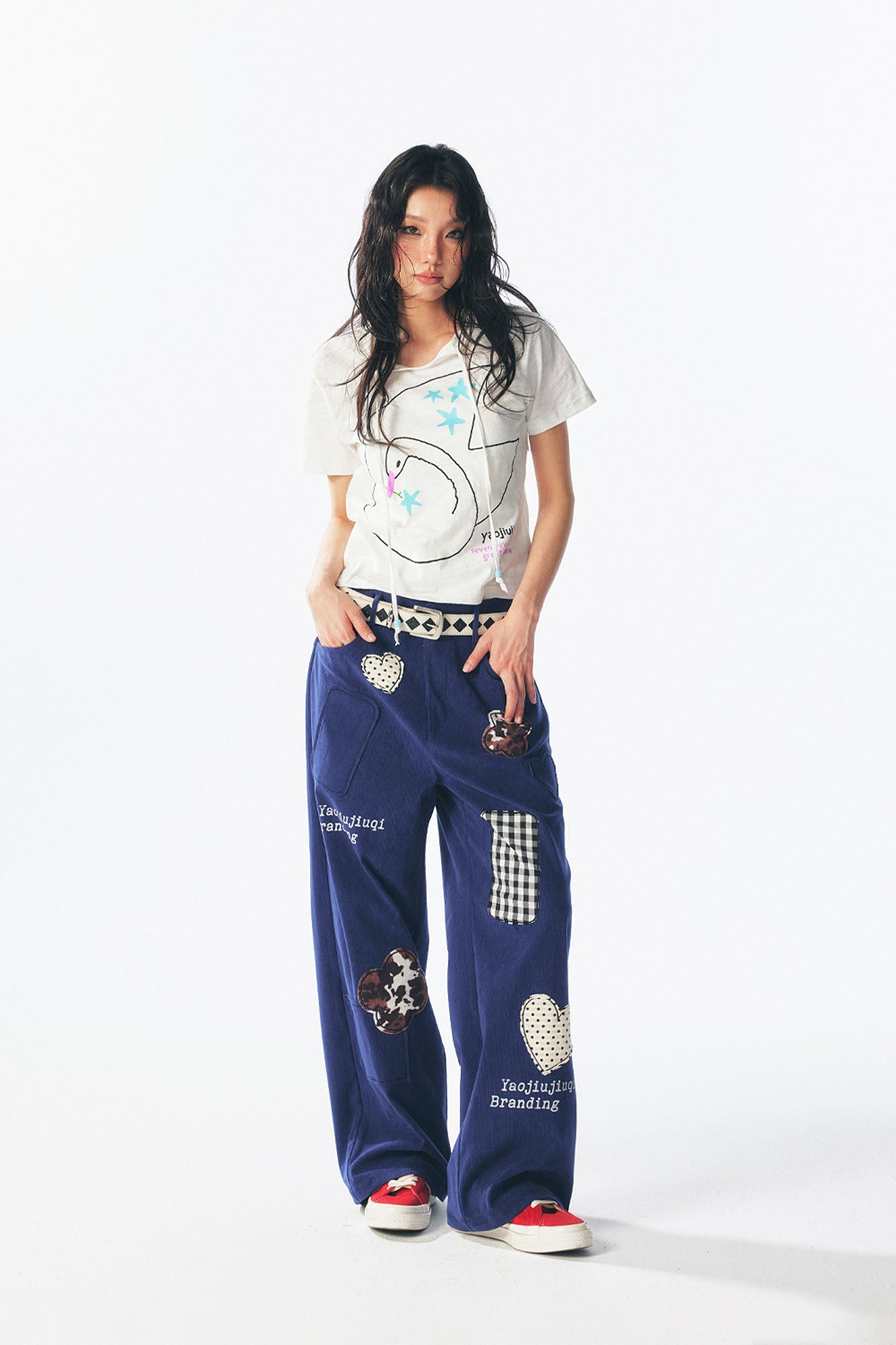 1997 POSTOFFICE Whimsical Patch Straight-Leg Pants-Pants-S-Free Shipping Leatheretro