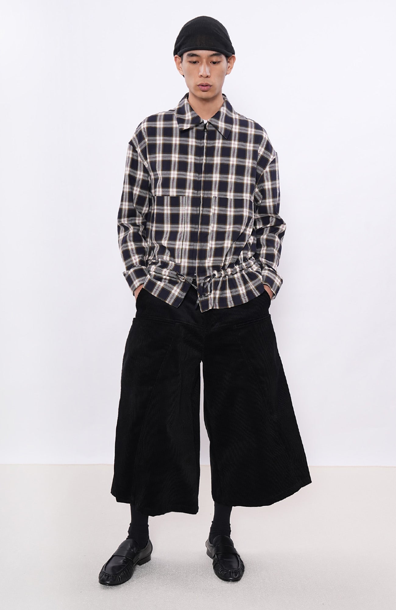 7440 37 1 Snap-Panel Corduroy Cropped Pants-Pants-S (Preorder)-Free Shipping Leatheretro