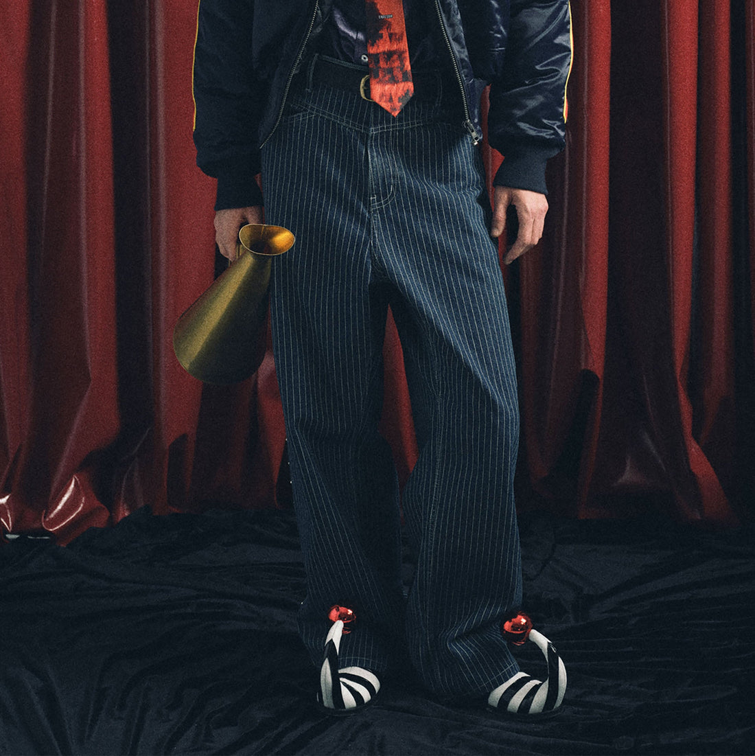 TRECLUB Studded Seam Striped Jeans-Jeans-S-Free Shipping Leatheretro