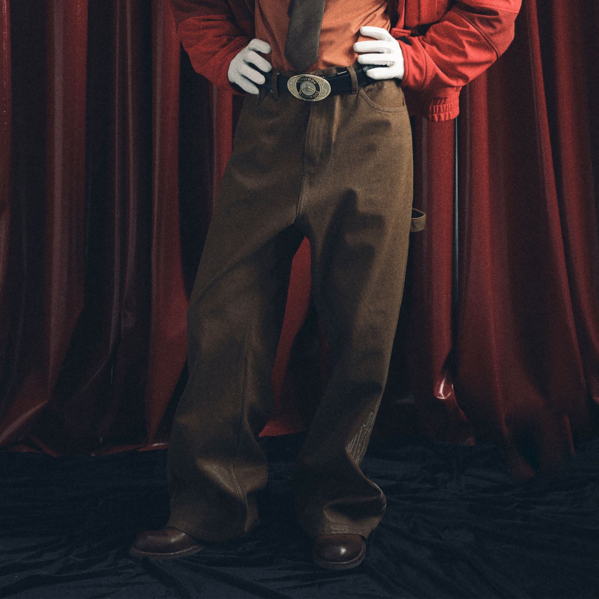 TRECLUB Waxed Flame Embroidery Jeans-Jeans-S-Free Shipping Leatheretro