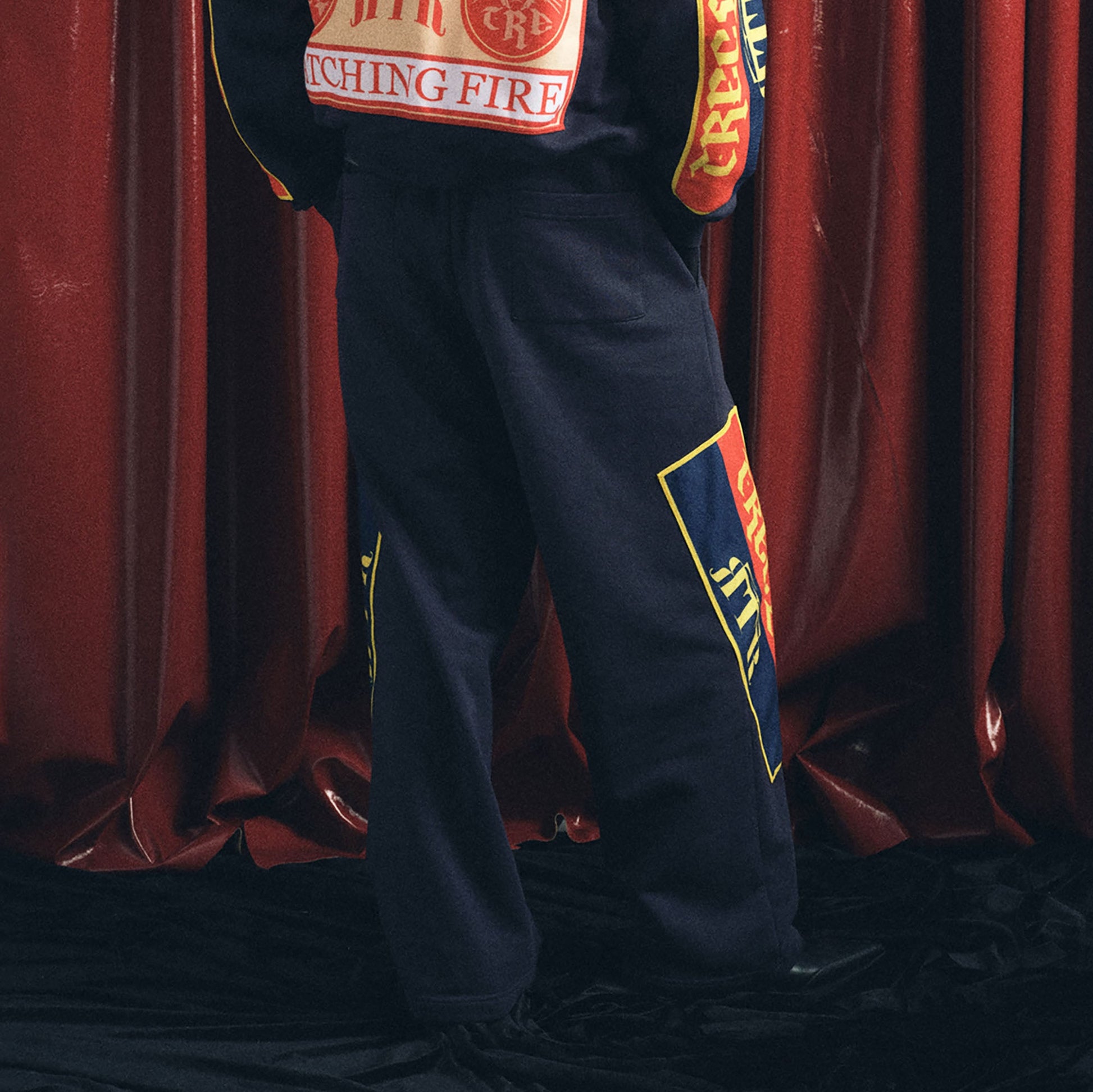 TRECLUB Graphic Patch Oversized Sweatpants-Pants-S-Gray-Free Shipping Leatheretro