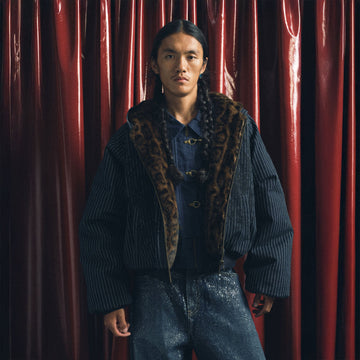 TRECLUB Leopard Lining Striped Bomber Jacket-Jacket-S (Preorder)-Free Shipping Leatheretro