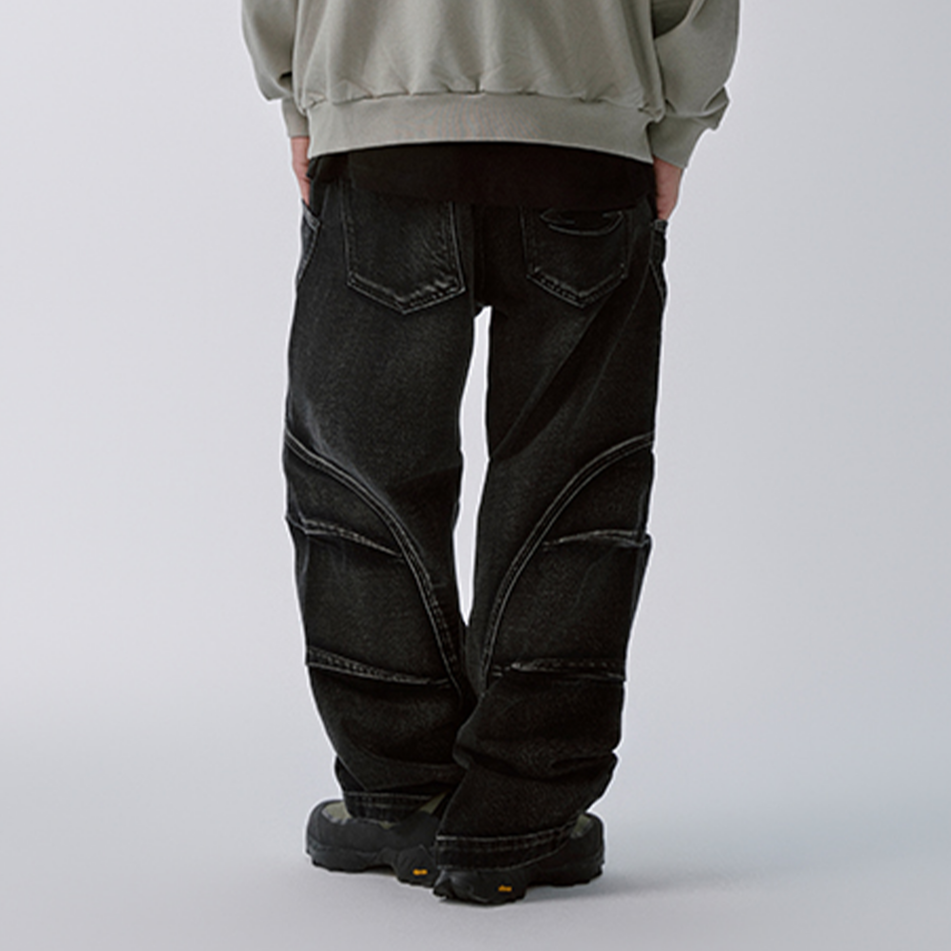 F2CE Washed Deconstructed Oversized Denim Cargo Pants-Pants-S-Free Shipping Leatheretro