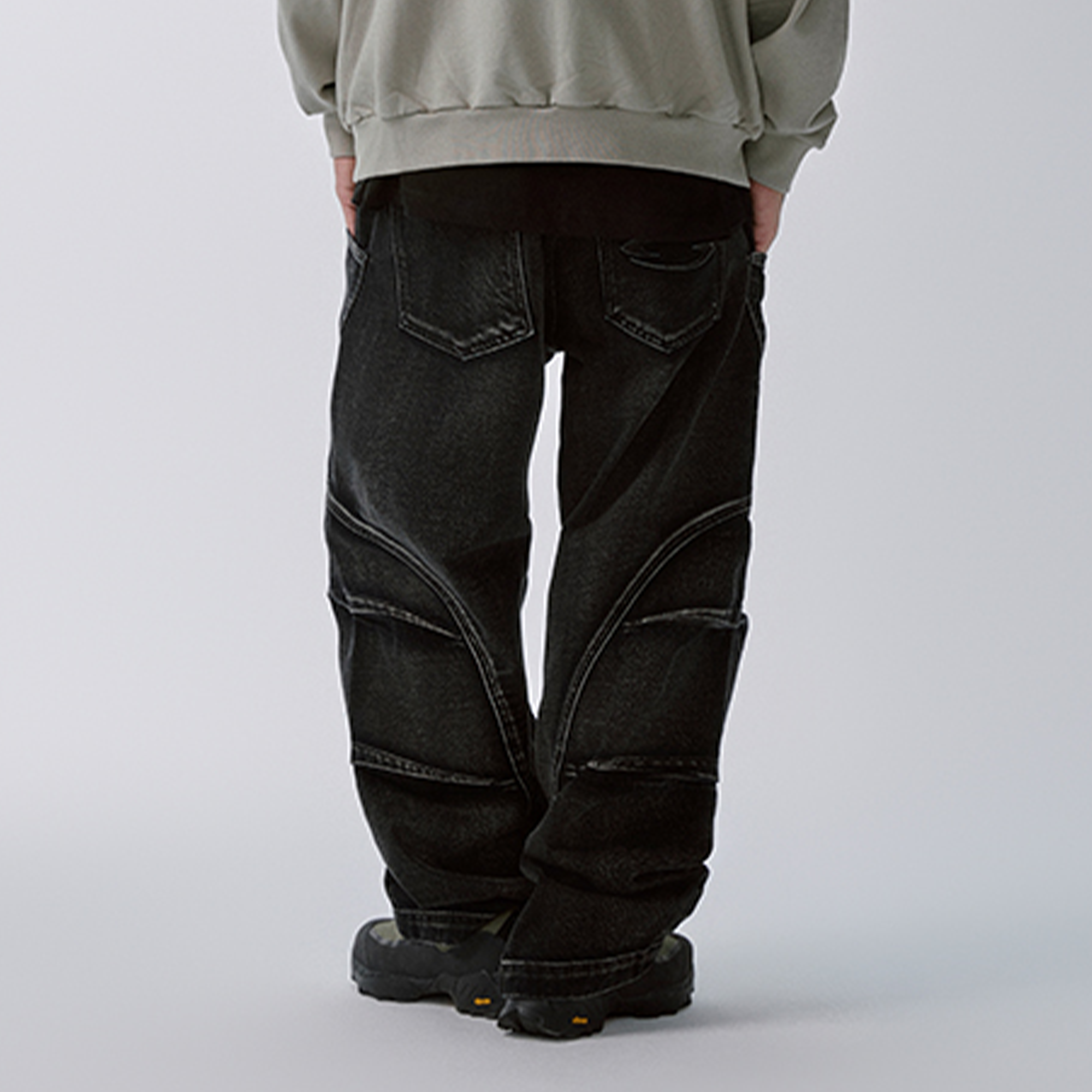 F2CE Washed Deconstructed Oversized Denim Cargo Pants-Pants-S-Free Shipping Leatheretro