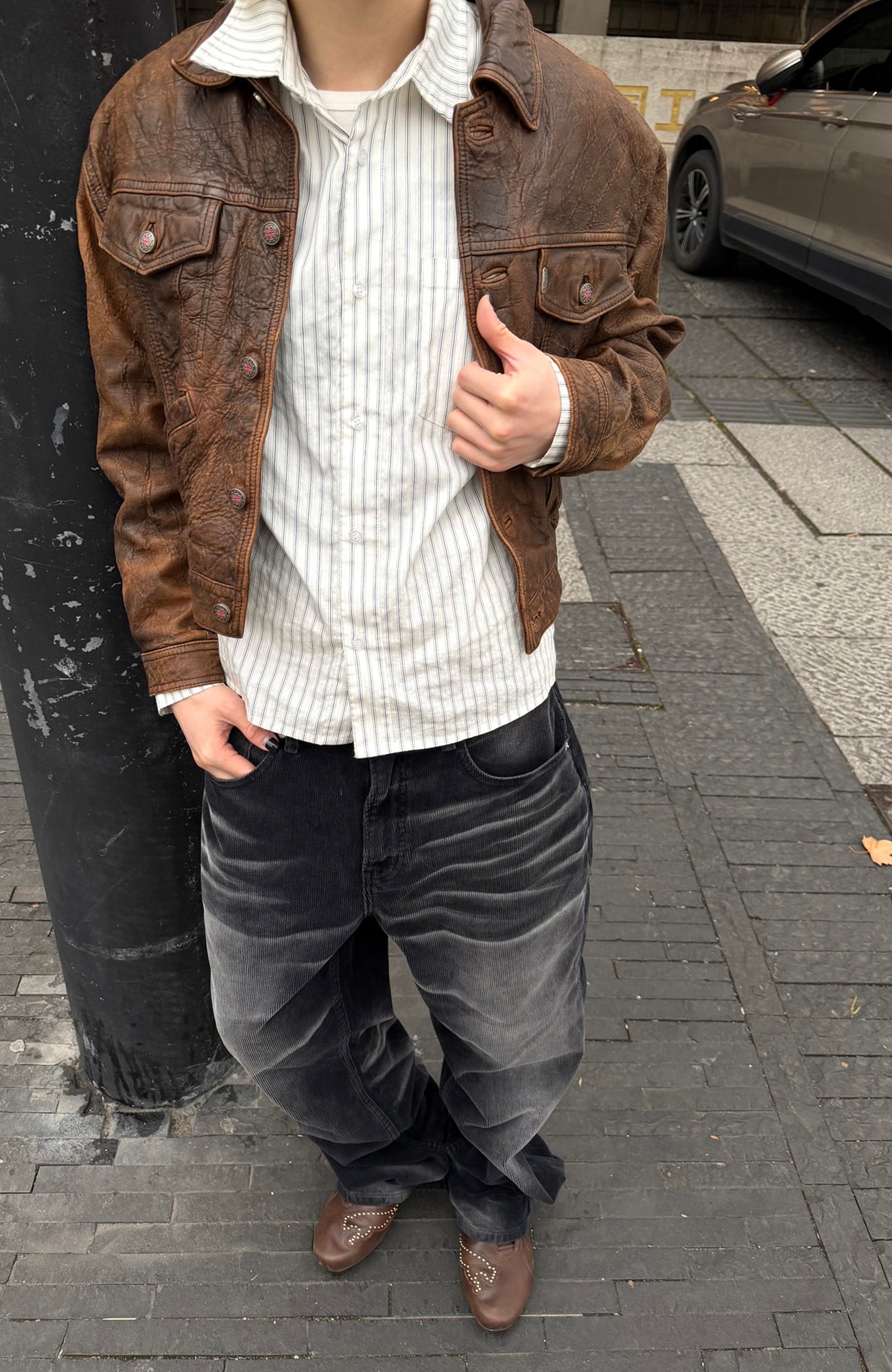 TRECLUB Washed Straight-Leg Corduroy Trousers-Pants-S (Preorder)-Free Shipping Leatheretro
