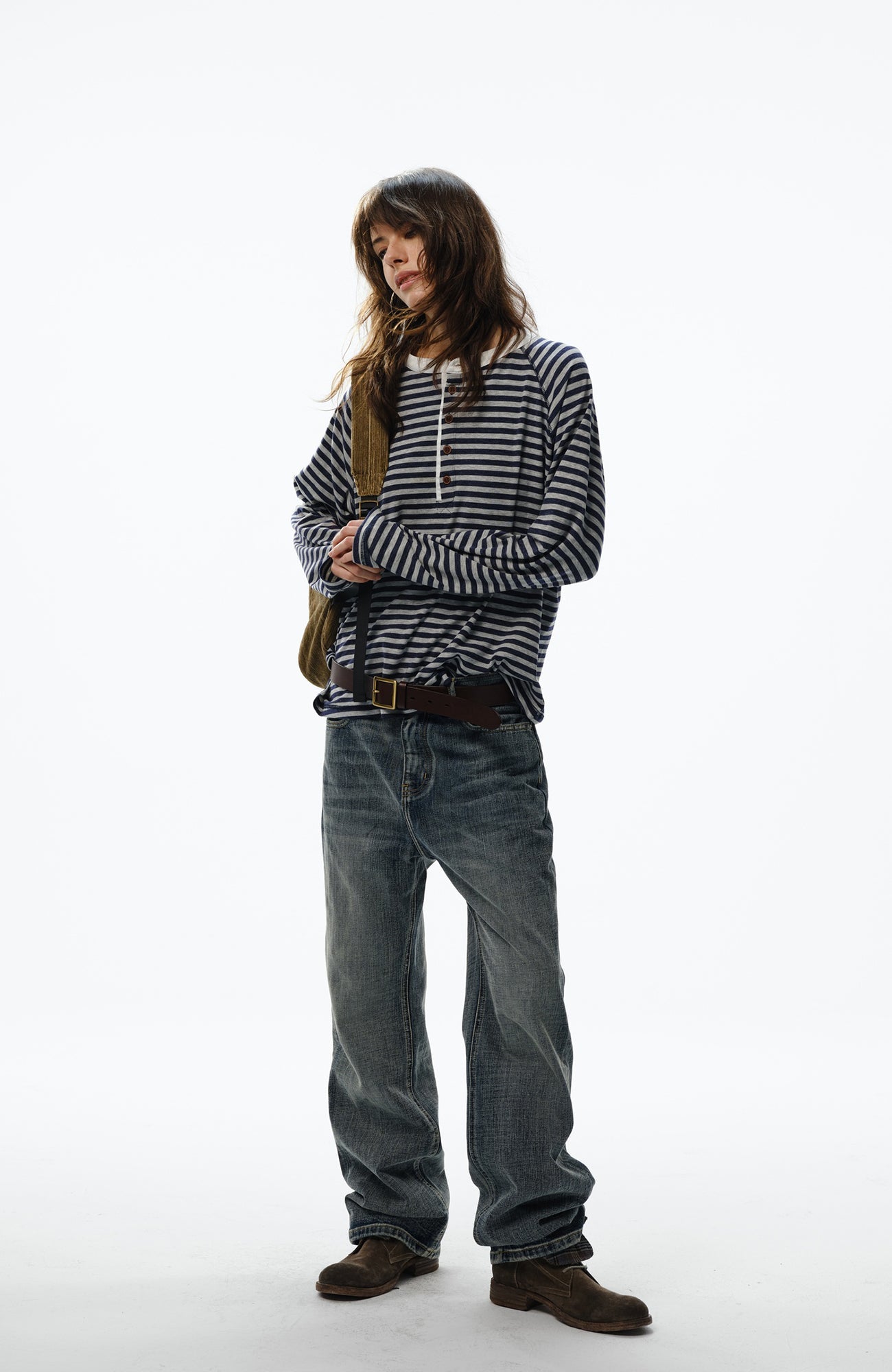 TRECLUB Retro Stripe Long-Sleeve Henley Tee-L/S Tee-S-Free Shipping Leatheretro