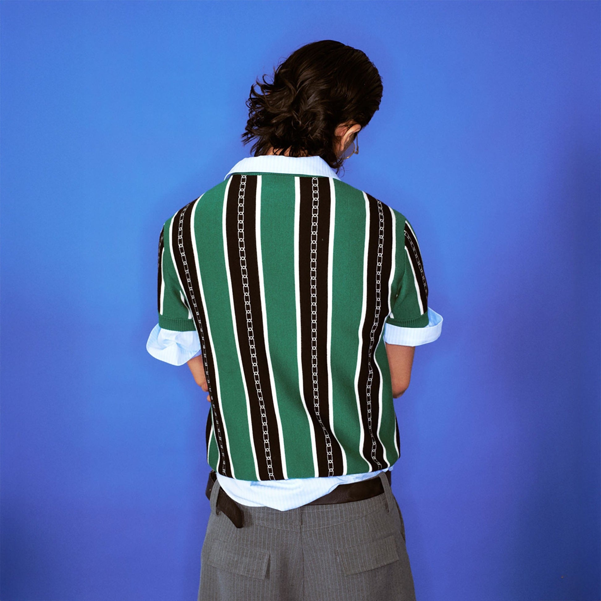 TRECLUB Retro Chain Stripe Knit T-Shirt-T Shirt-S-Free Shipping Leatheretro