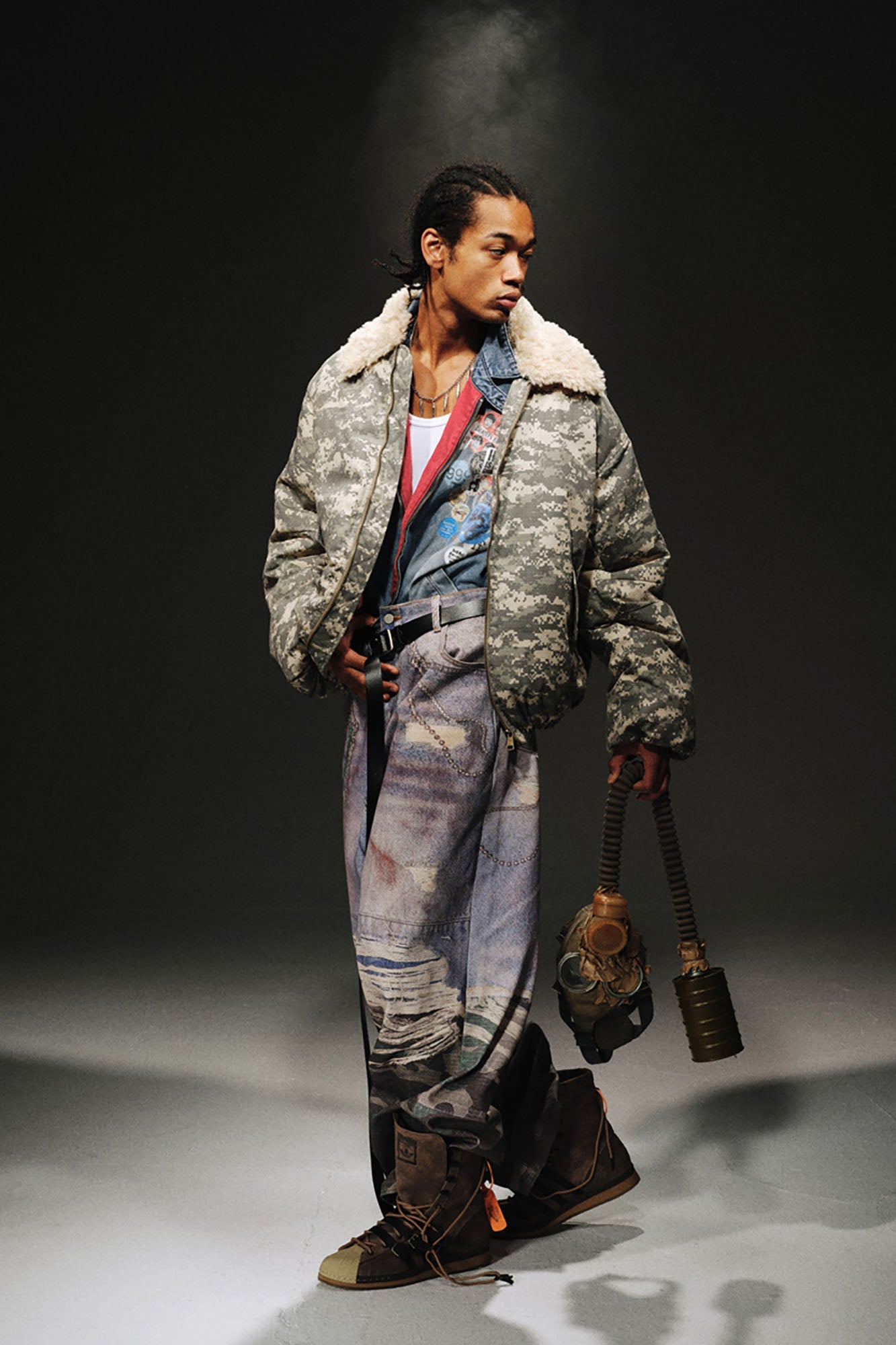 TRECLUB Detachable Collar Camo Puffer Jacket-Jacket-S-Free Shipping Leatheretro